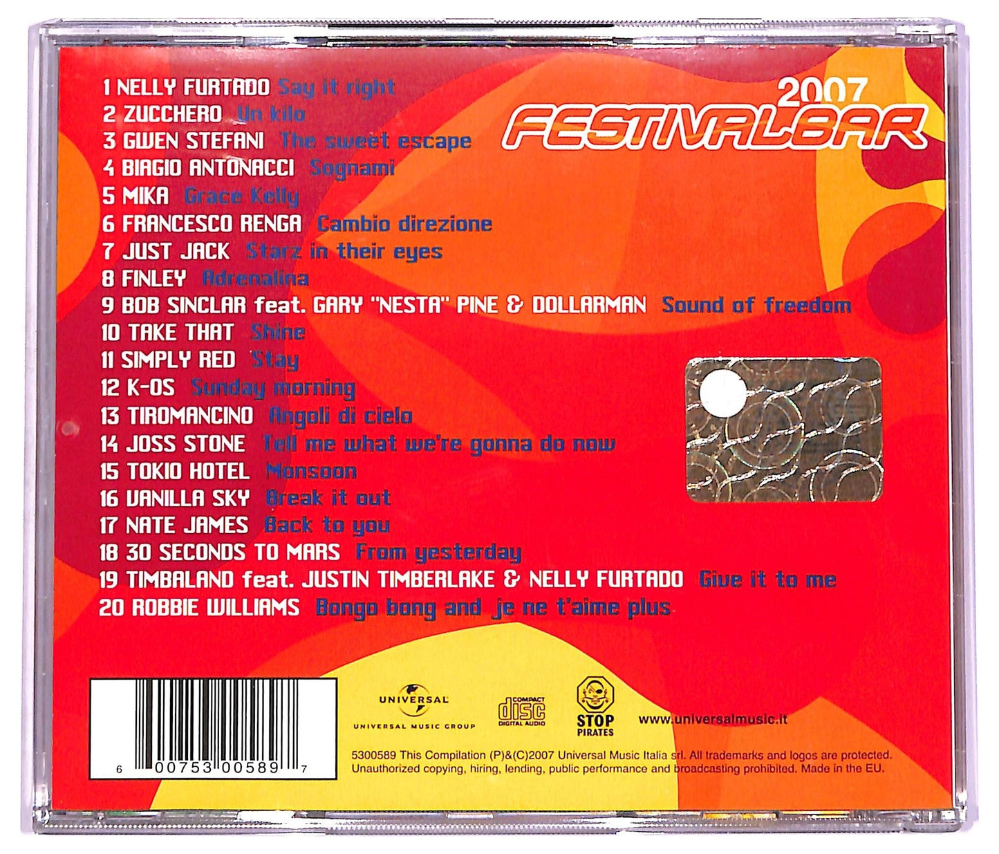EBOND Festivalbar 2007 - Compilation Rossa CD CD074618