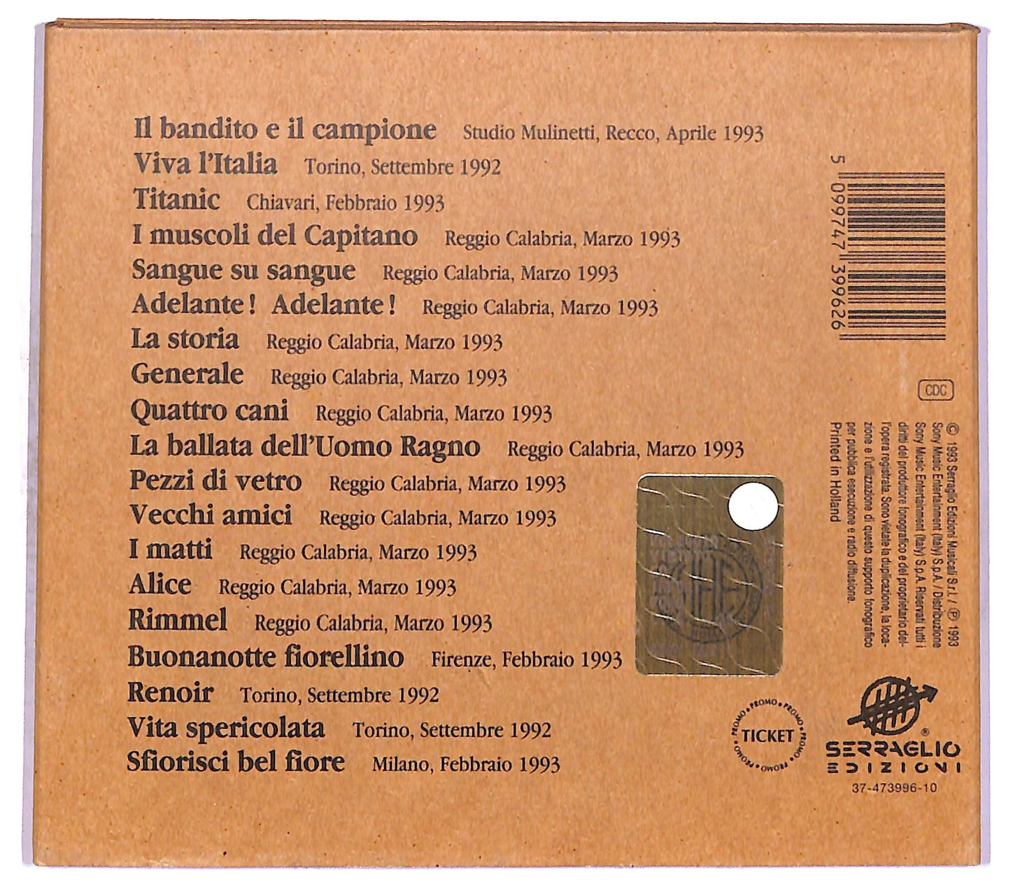 EBOND Francesco De Gregori - Il Bandito E Il Campione CD CD077910