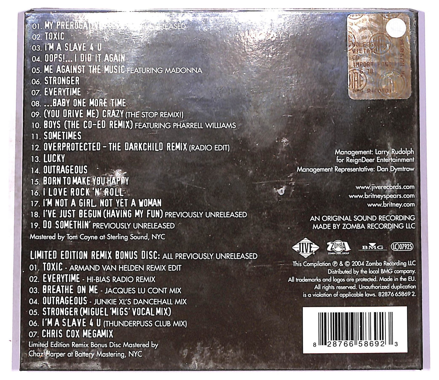 EBOND Britney Spears - Greatest Hits My Prerogative (2 Cd) COMPILATION DIGIPACK CD077937