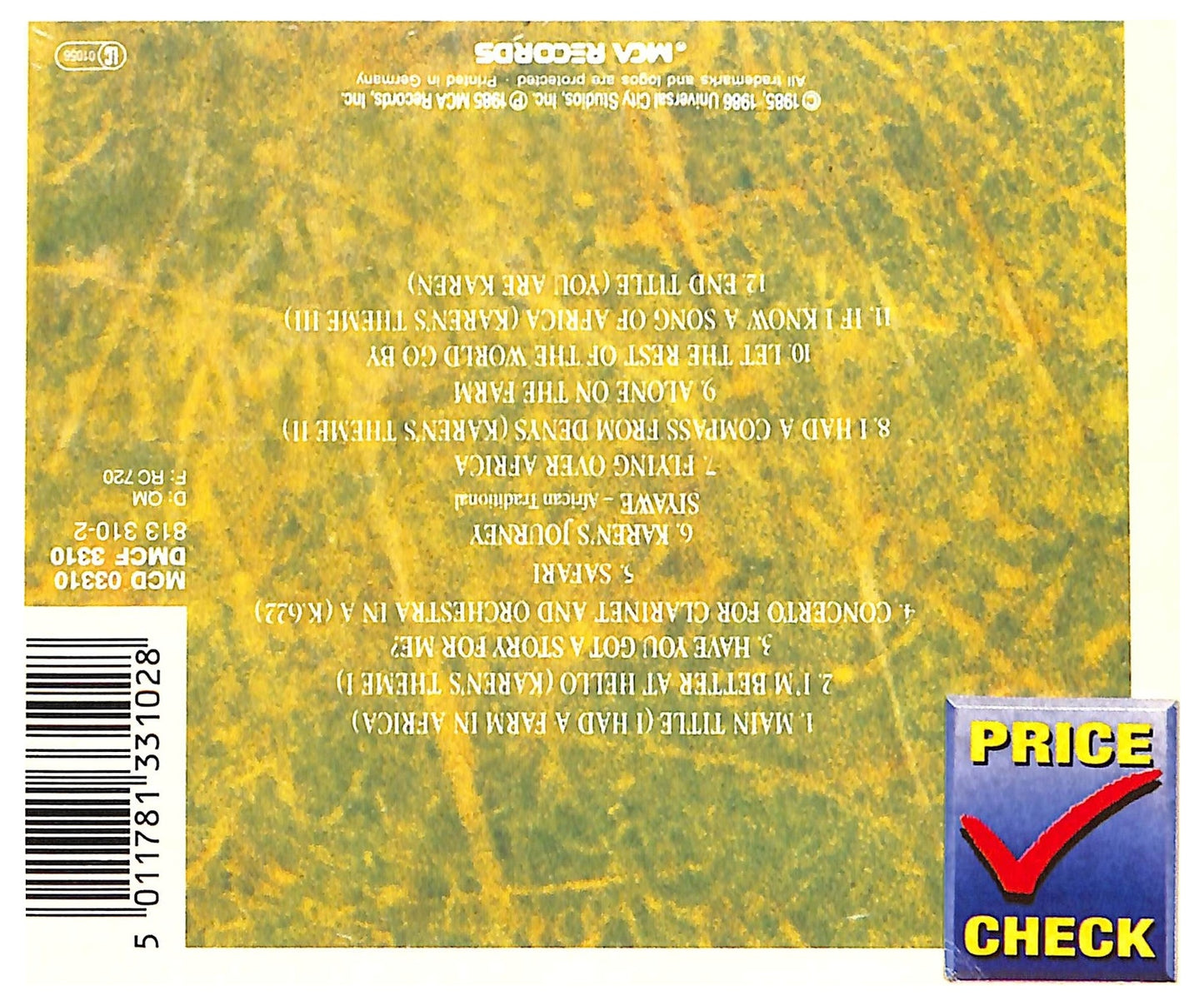 EBOND John Barry - Out Of Africa CD CD080917