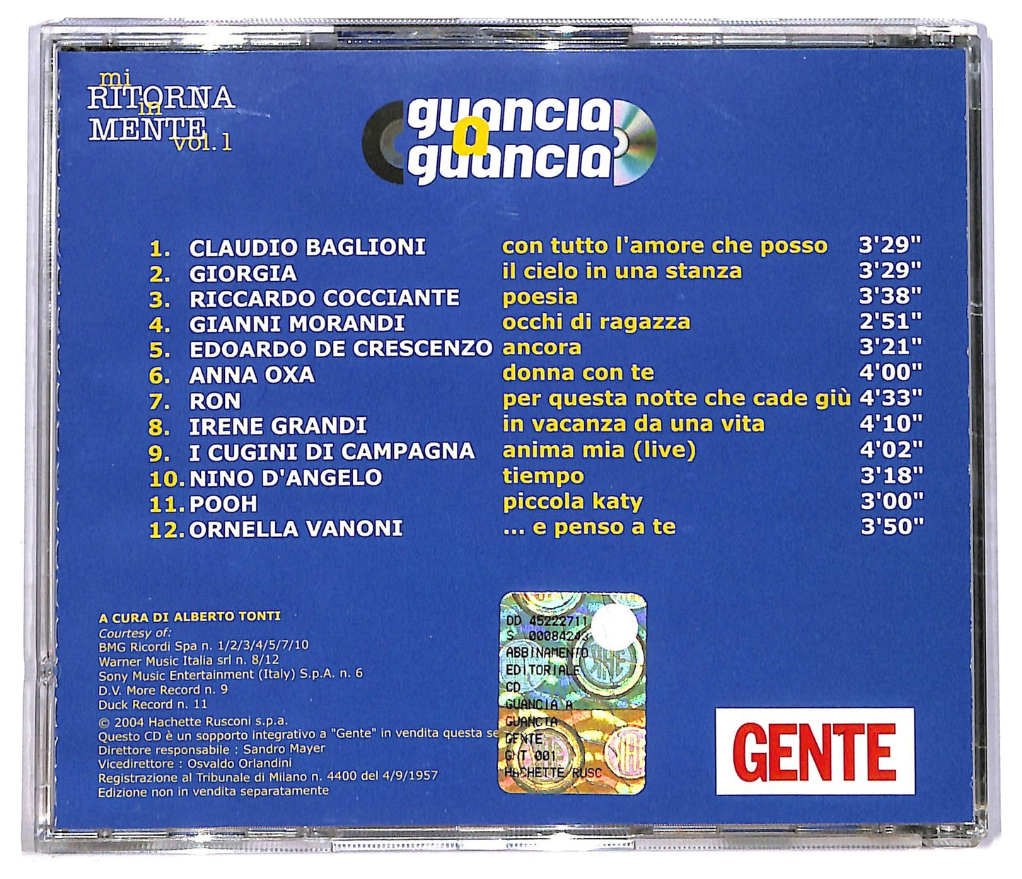 EBOND Guancia a Guancia: Mi ritorna in mente Vol.1 EDITORIALE CD CD083544