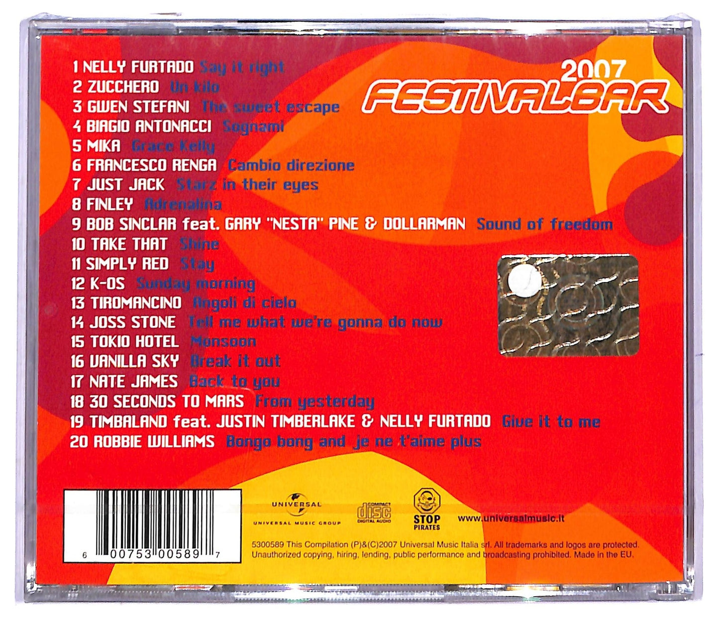 EBOND Festivalbar 2007 - Compilation Rossa CD CD084640