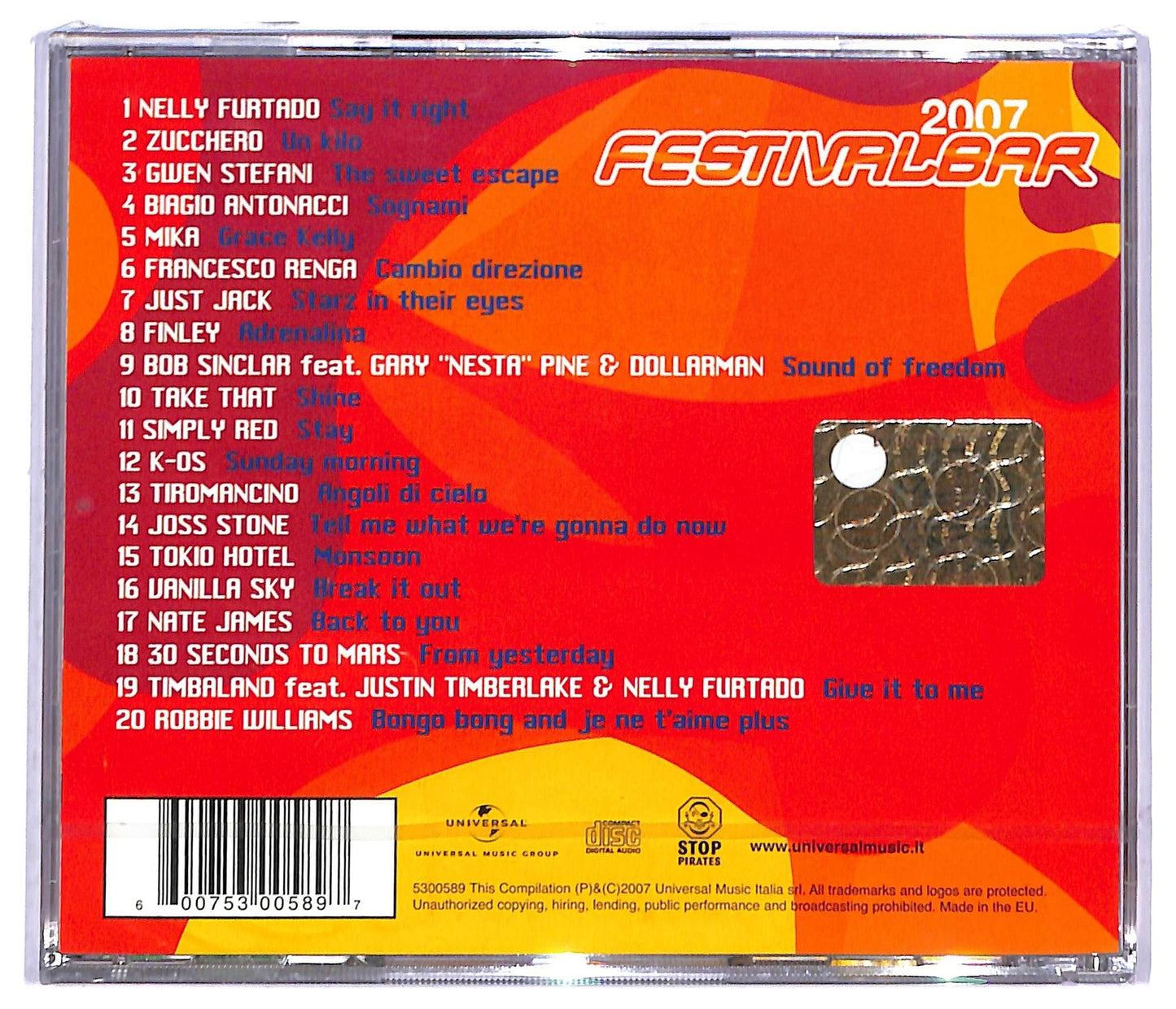 EBOND Festivalbar 2007 - Compilation Rossa CD CD085310