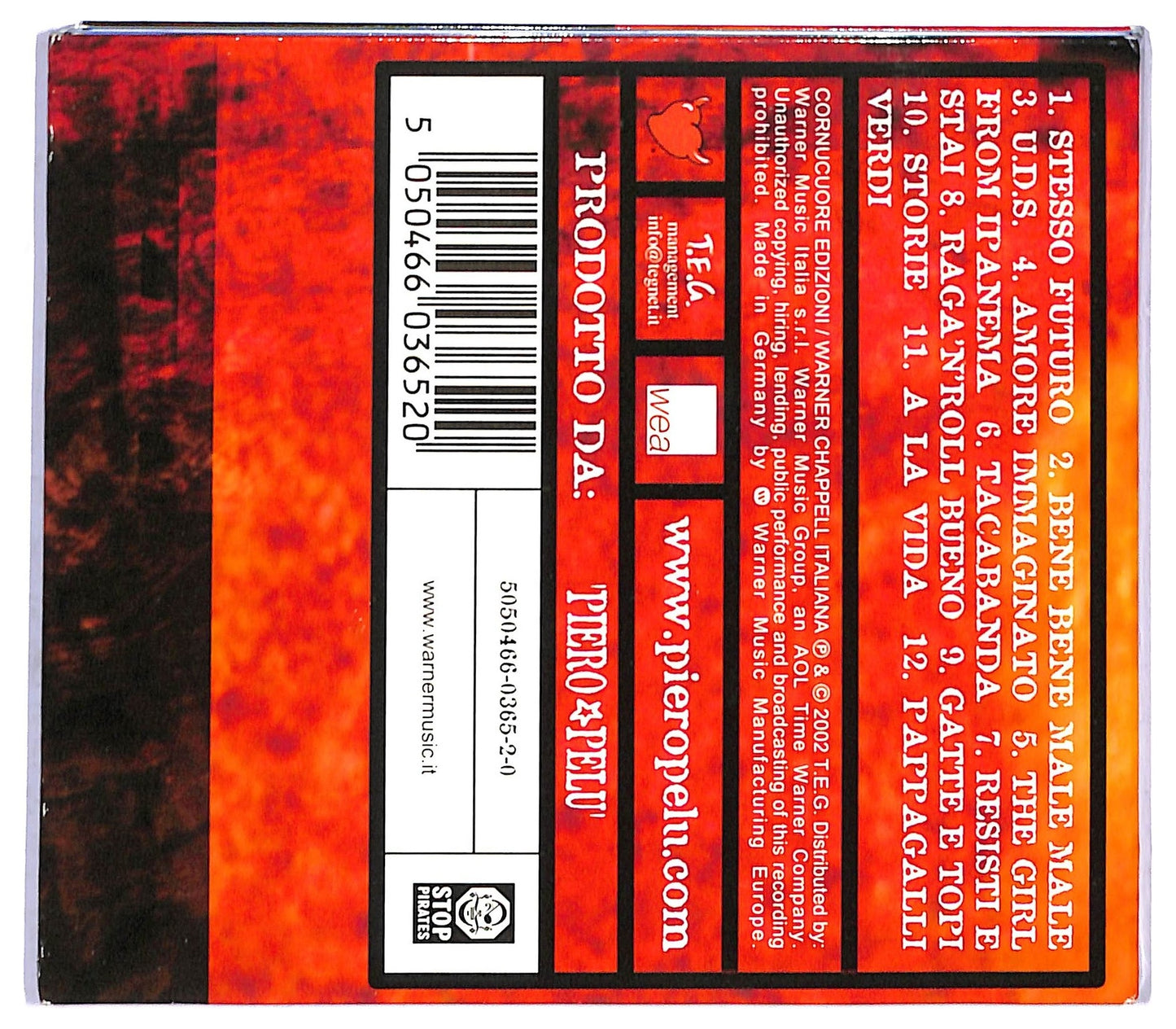 EBOND Piero Pelu - U.d.s. L'uomo Della Strada CD CD085437