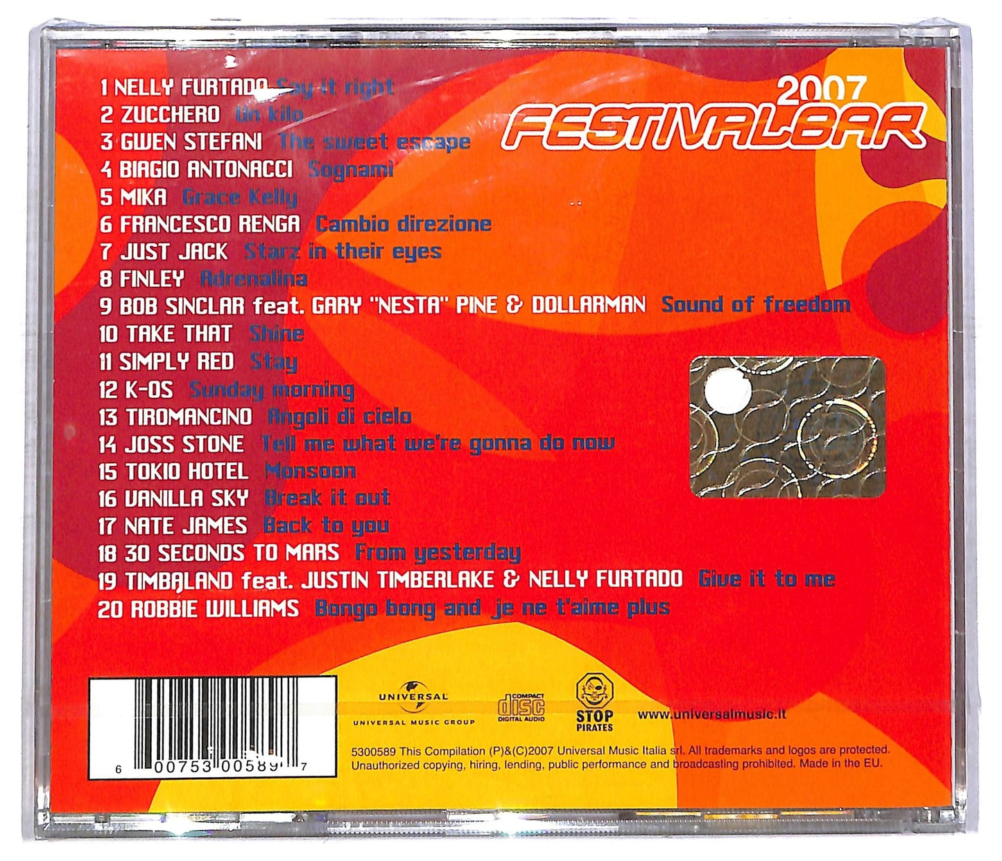 EBOND Festivalbar 2007 - Compilation Rossa CD CD086054