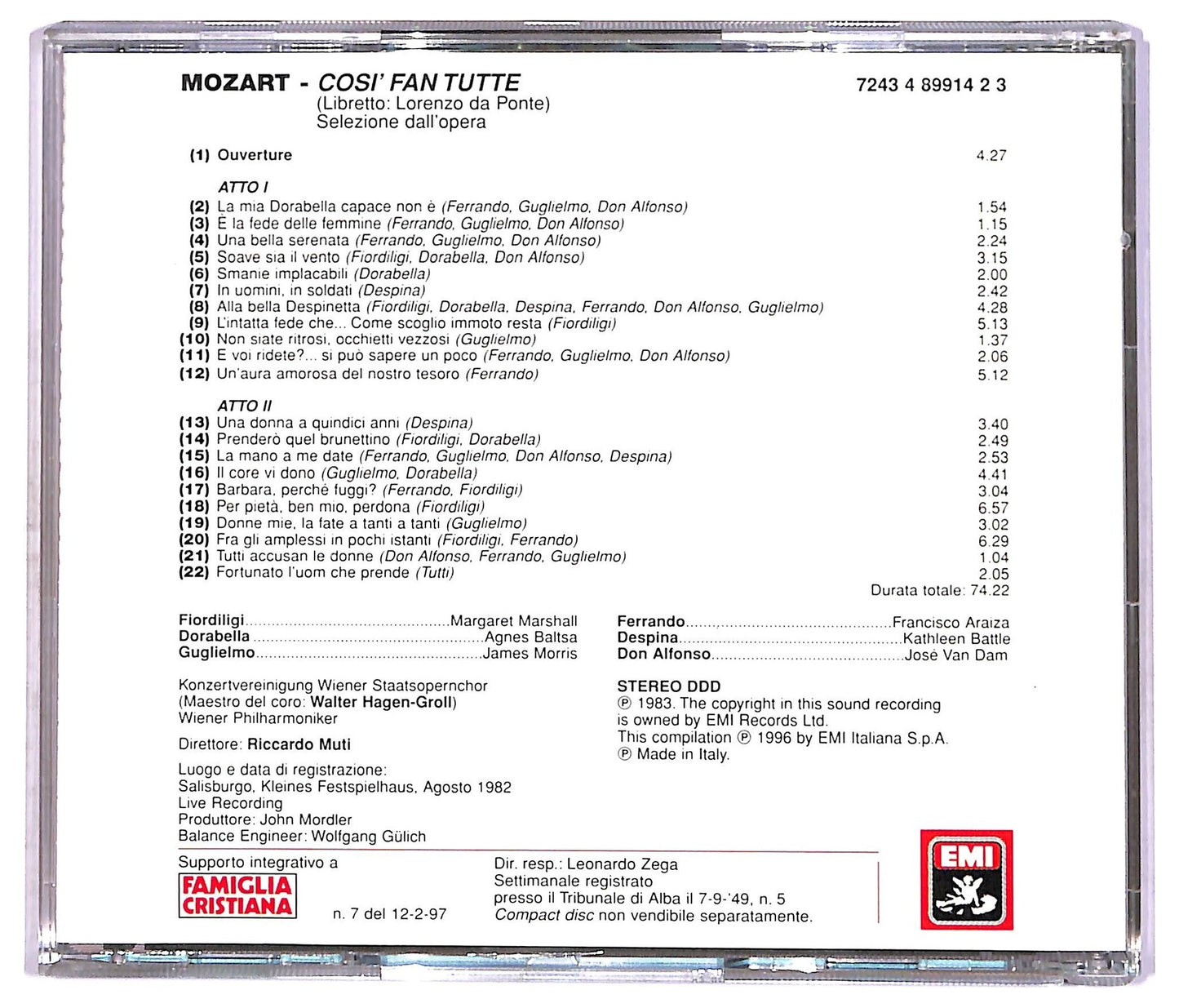 EBOND Mozart - Cosi Fan Tutte - Le Pagine Piu Belle EDITORIALE CD CD087253