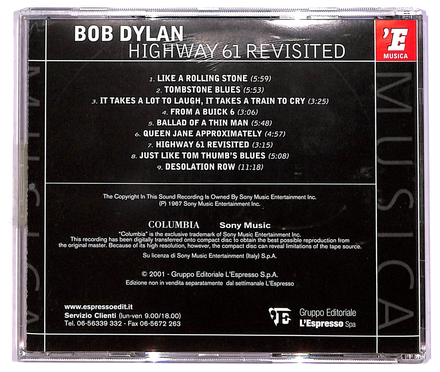 EBOND Bob Dylan - Highway 61 Revisited ALBUM EDITORIALE JEWEL CASE CD CD087308