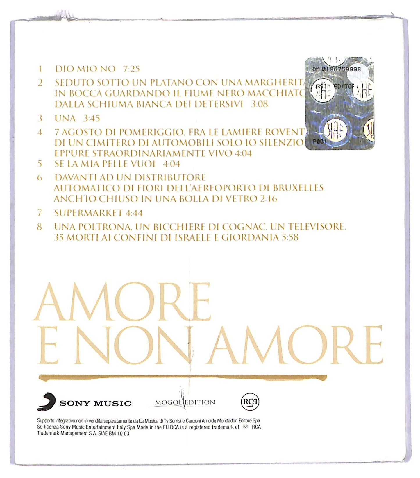 EBOND Lucio Battisti - Amore E Non Amore CD CD087425