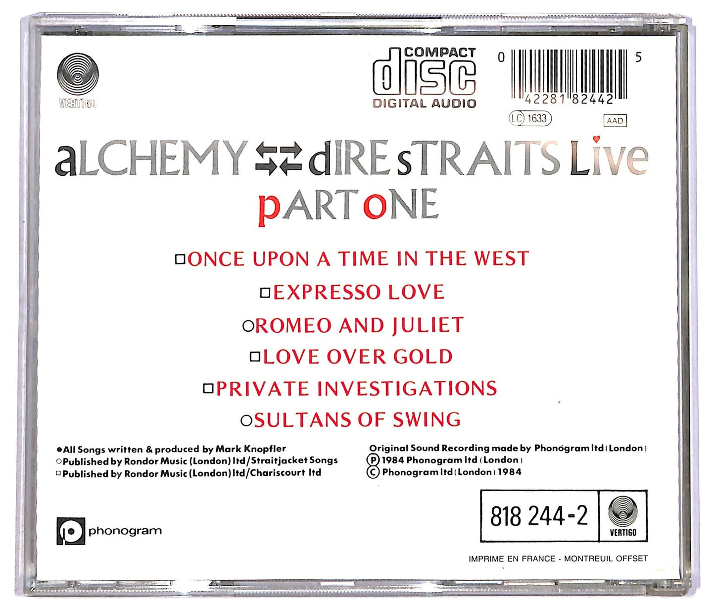 EBOND Dire Straits - Alchemy - Dire Straits Live Part One ALBUM JEWEL CASE CD CD088405
