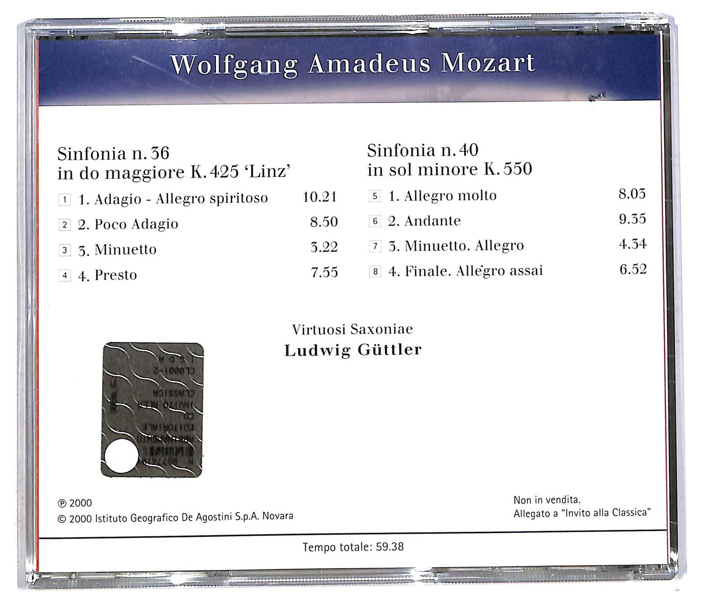 EBOND Mozart - Sinfonie n.36 Linz e n.40 ALBUM EDITORIALE JEWEL CASE CD CD090509
