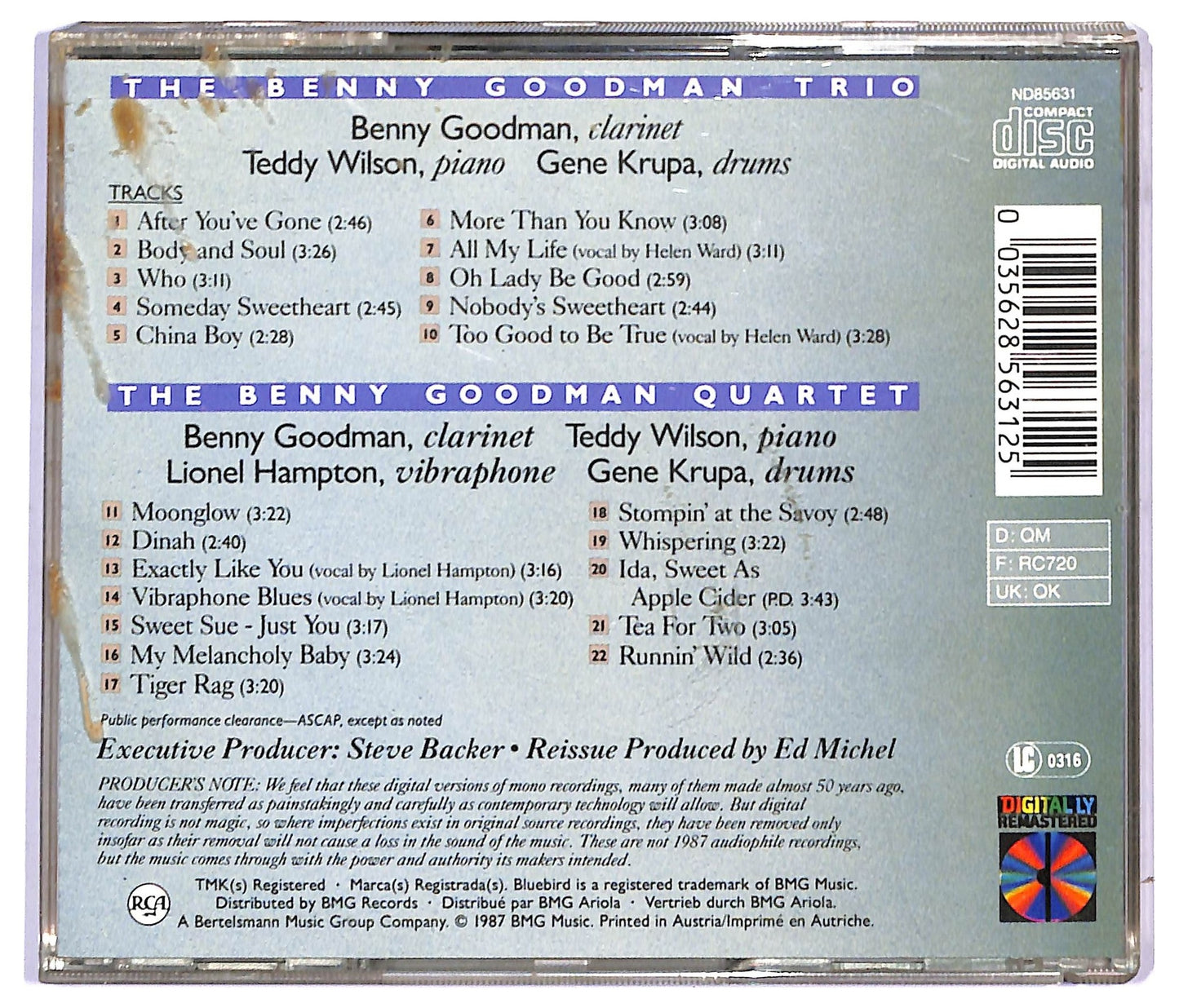 EBOND Benny Goodman - After You've Gone Vol. 1 COMPILATION JEWEL CASE CD CD090839