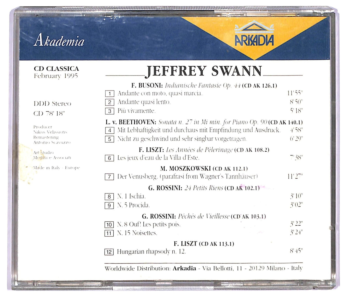 EBOND Classica - Febbraio 1995 - Jeffrey Swann EDITORIALE CD CD091055