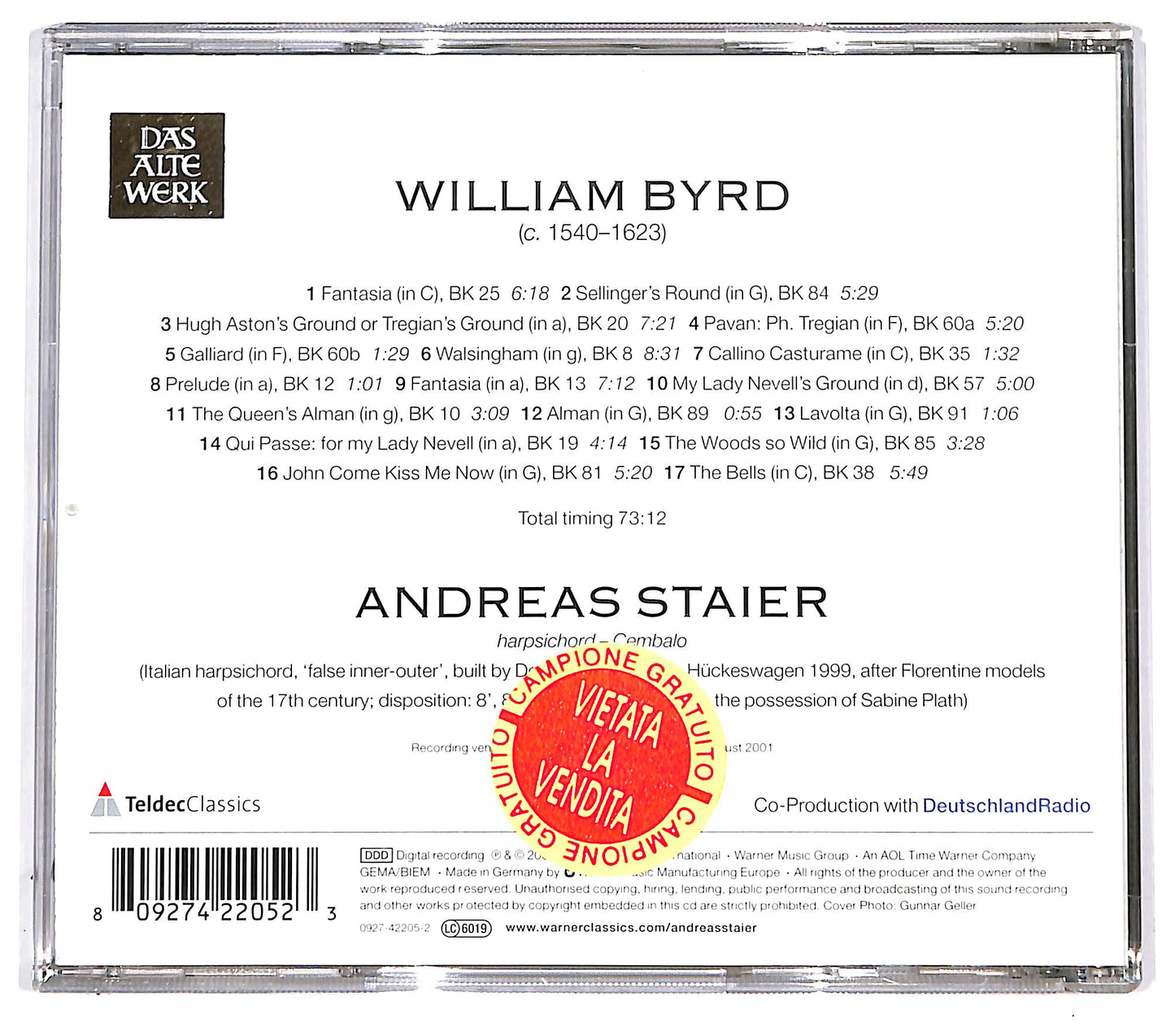 EBOND William Byrd - Andreas Staier - John Come Kiss Me Now CD CD094644