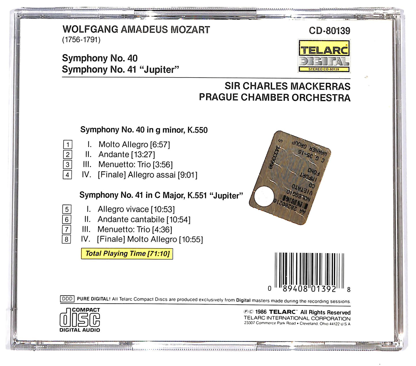 EBOND Mozart, Sir Charles Mackerras - Symphony Nos. 40 e 41 CD CD094711