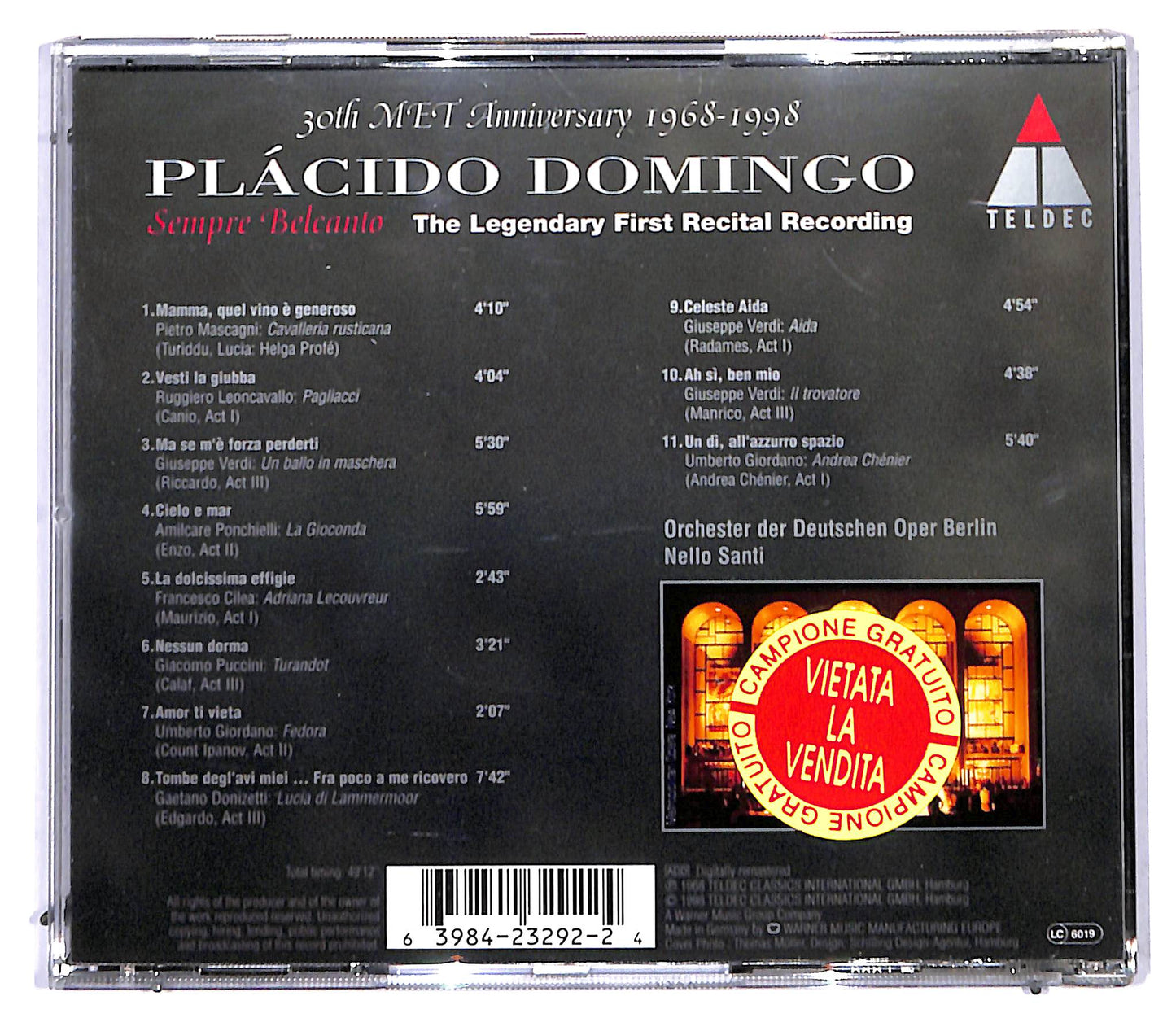 EBOND Placido Domingo - Sempre Belcanto - The Legendary first CD CD095108