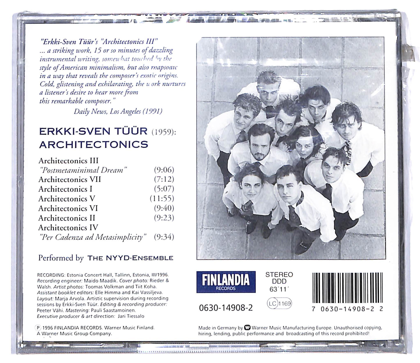 EBOND Erkki-Sven Tuur - The NYYD - Ensemble - Architectonics CD CD095701