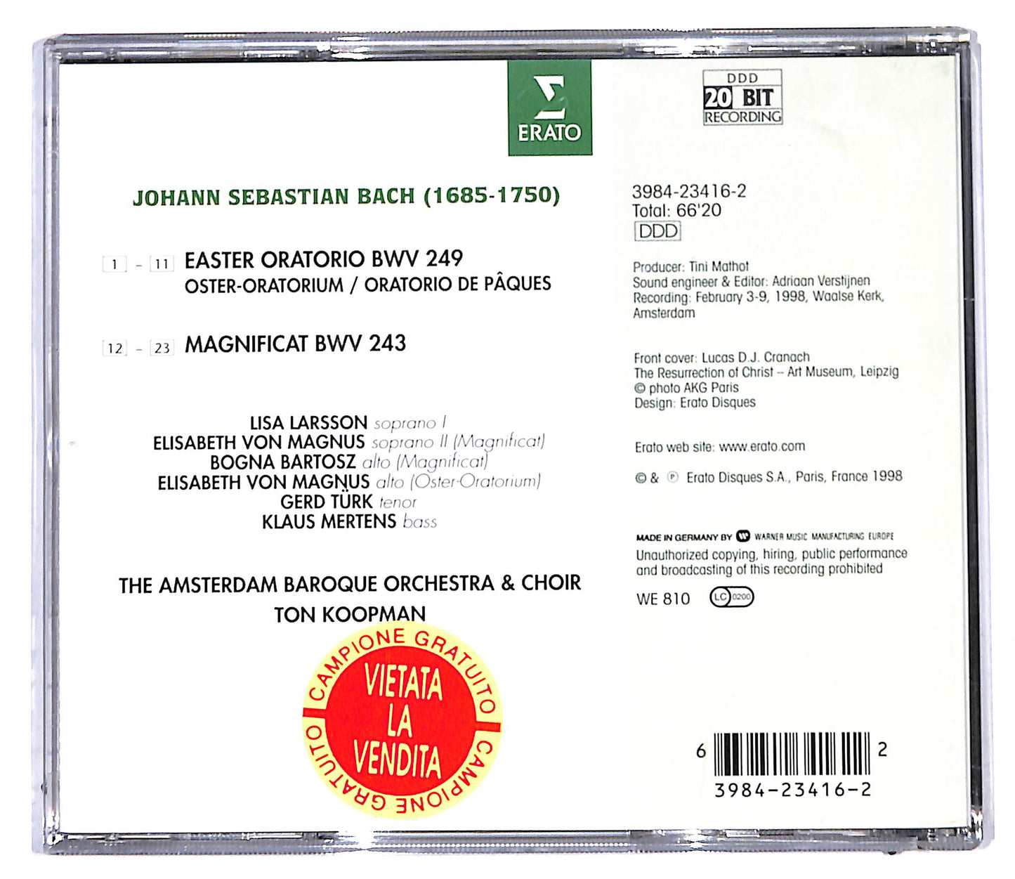 EBOND Easter Oratorio - Magnificat - J.S. Bach Ton Koopman CD CD095913