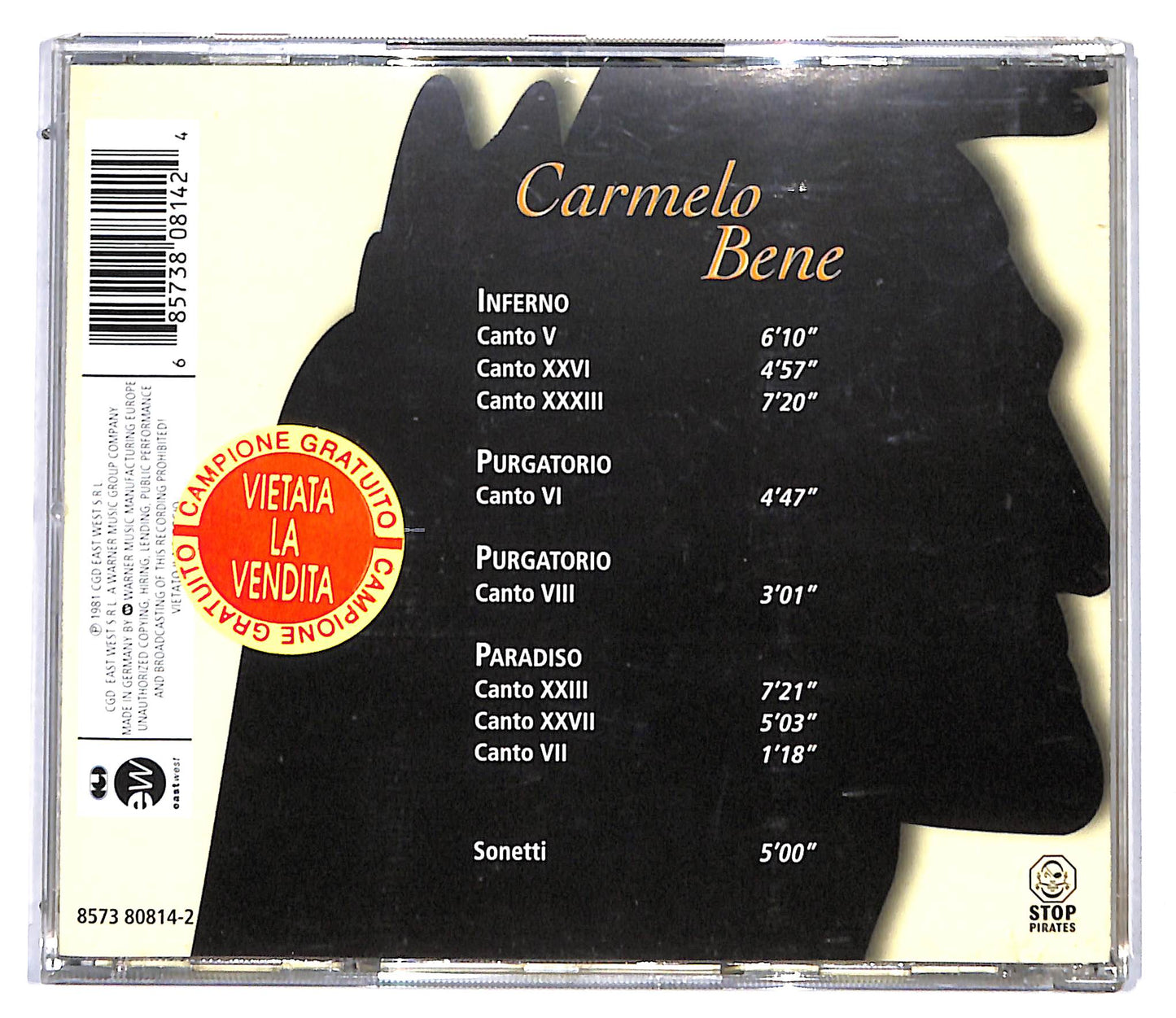 EBOND Carmelo Bene - Lectura Dantis CD CD096001