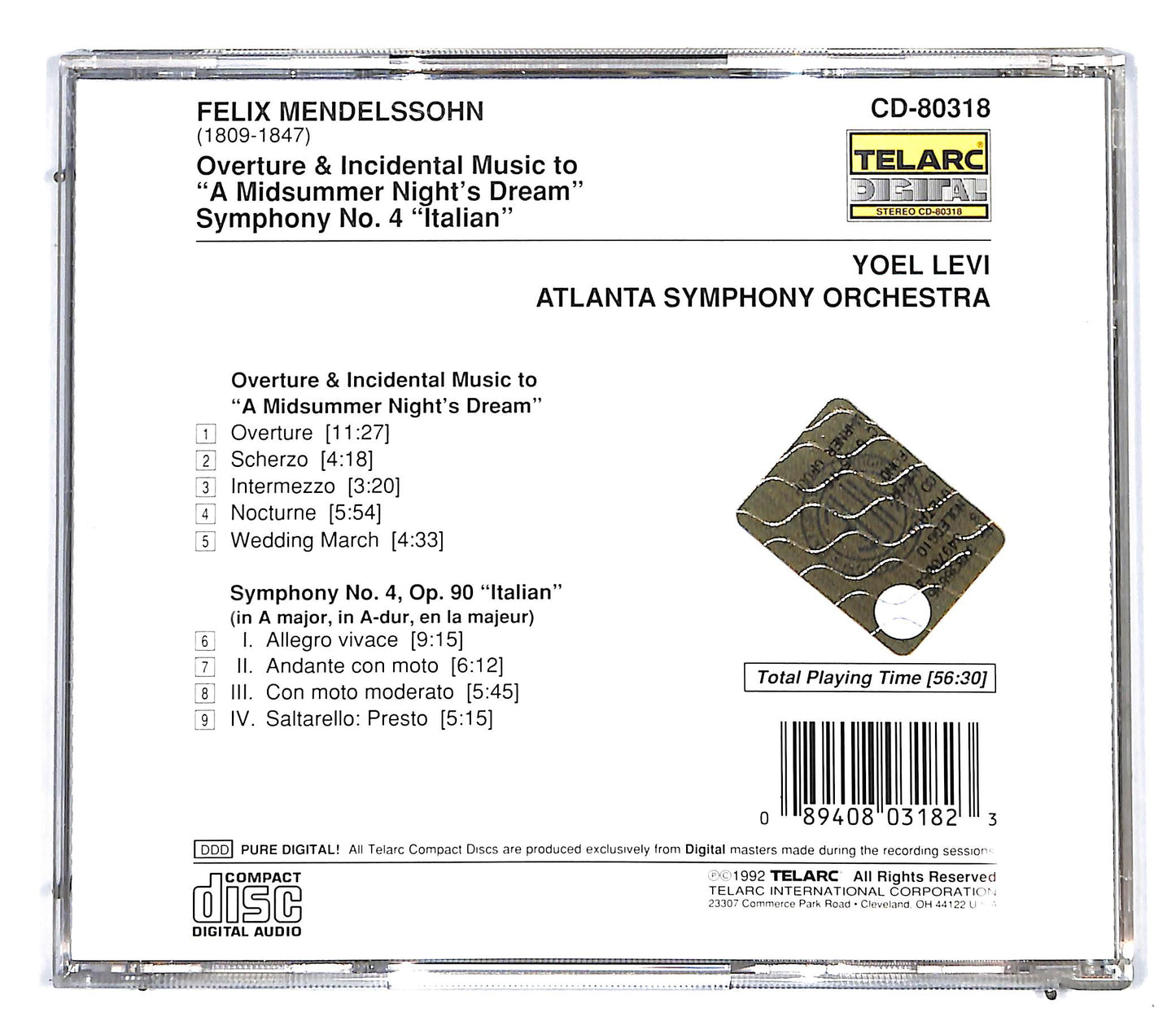 EBOND Mendelssohn - A Midsummer Night's Dream Symphony No 4 CD CD096409