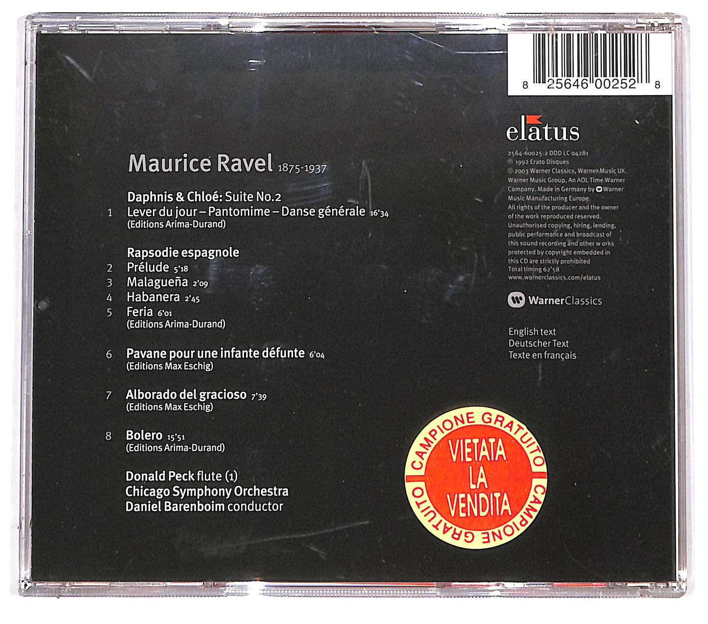 EBOND Ravel - The Chicago Symphony Orchestra - Daniel Barenboim CD CD096601