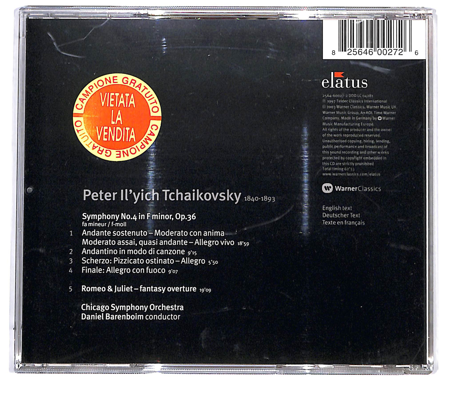 EBOND Daniel Barenboim - Tchaikovsky: Symphony No.4 Romeo & Juliet CD CD096645