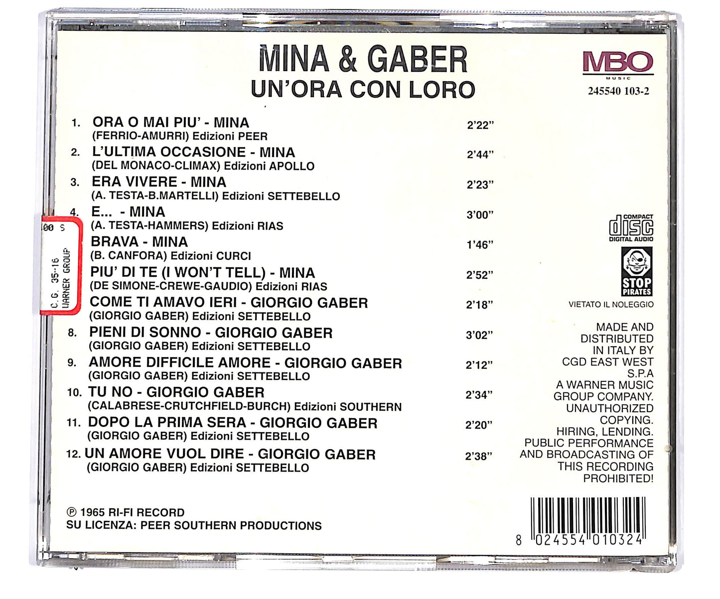 EBOND Mina & Gaber - Un'Ora Con Loro CD CD096656