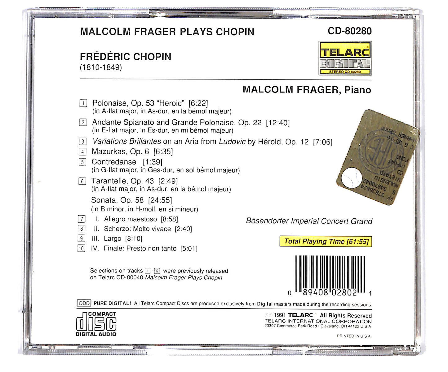 EBOND Malcolm Frager - Malcolm Frager Plays Chopin CD CD096660
