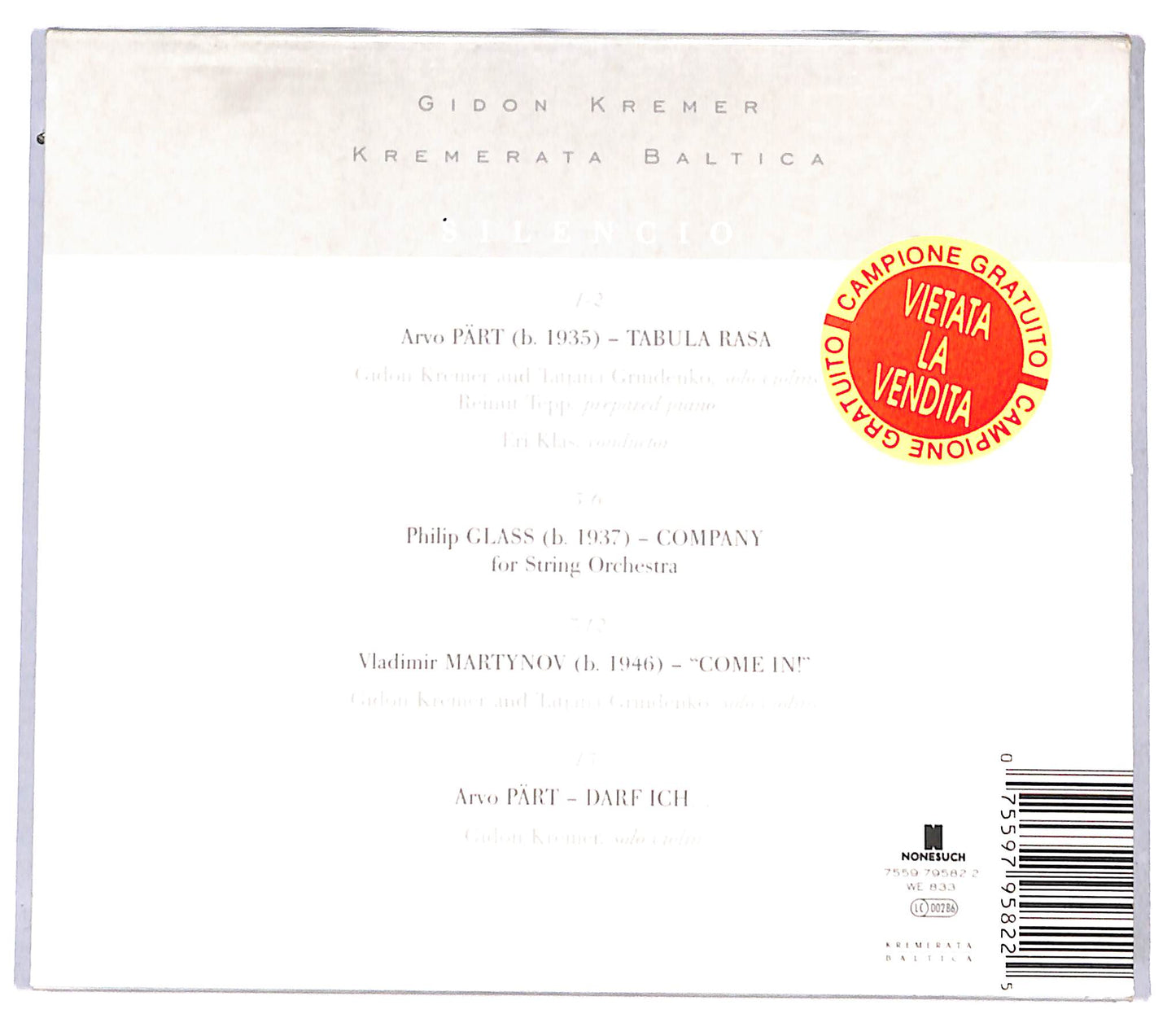 EBOND Gidon Kremer Kremerata Baltica - Silencio CD CD097009