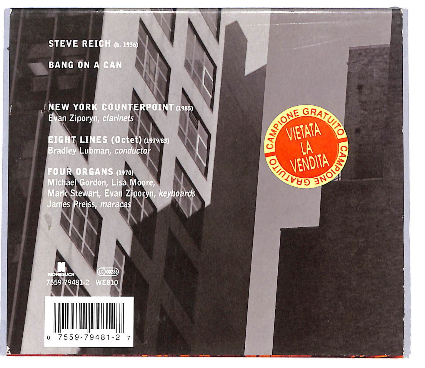 EBOND Steve Reich - New York Counterpoint - Eight Lines CD CD097040