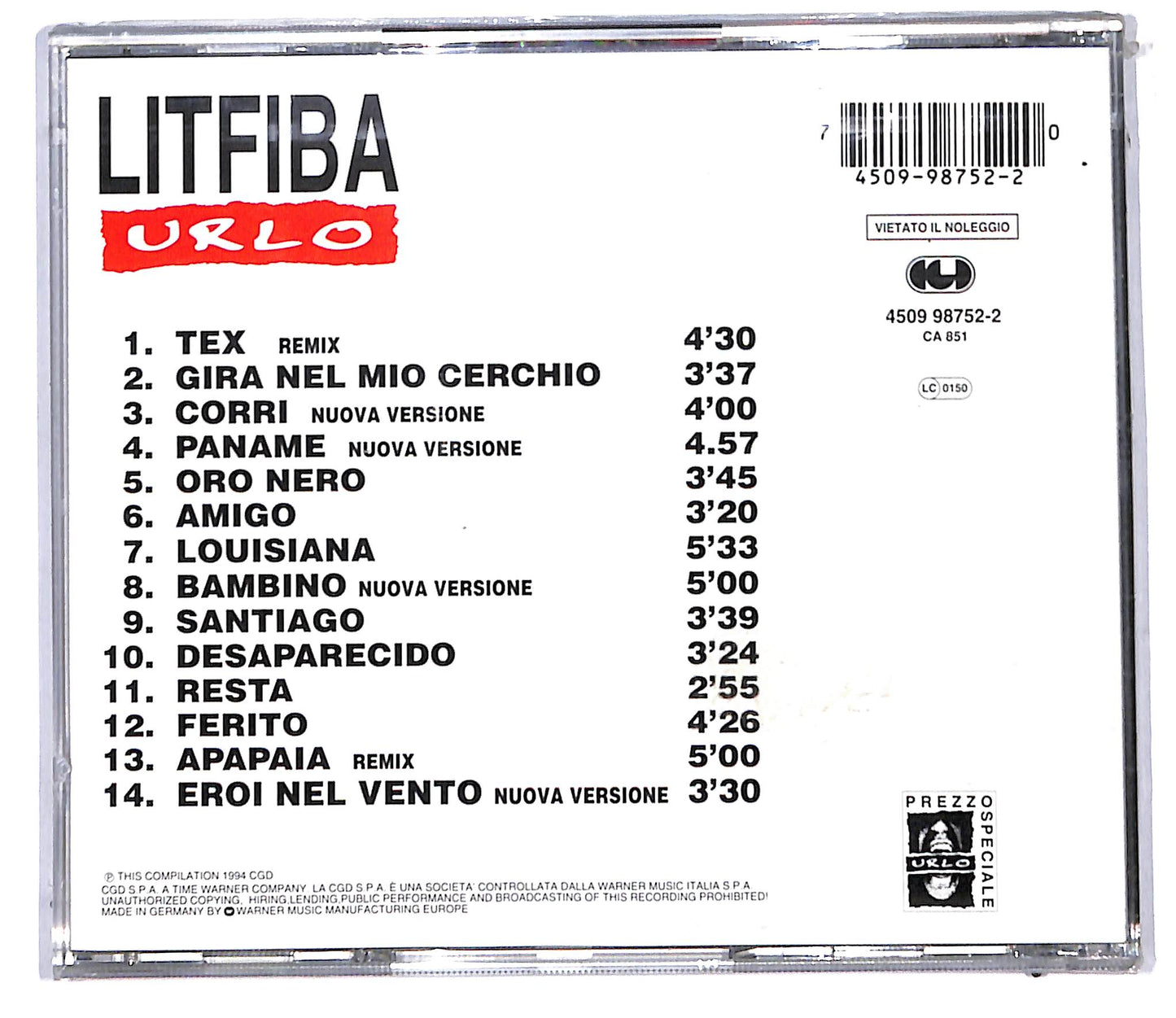 EBOND Litfiba - Urlo CD CD097145