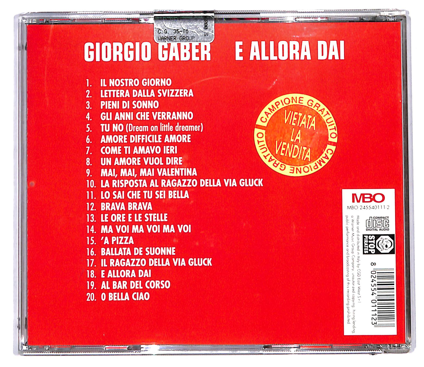 EBOND Giorgio Gaber - E Allora Dai (Collezione Dei Singoli 1965-1967) CD CD097567