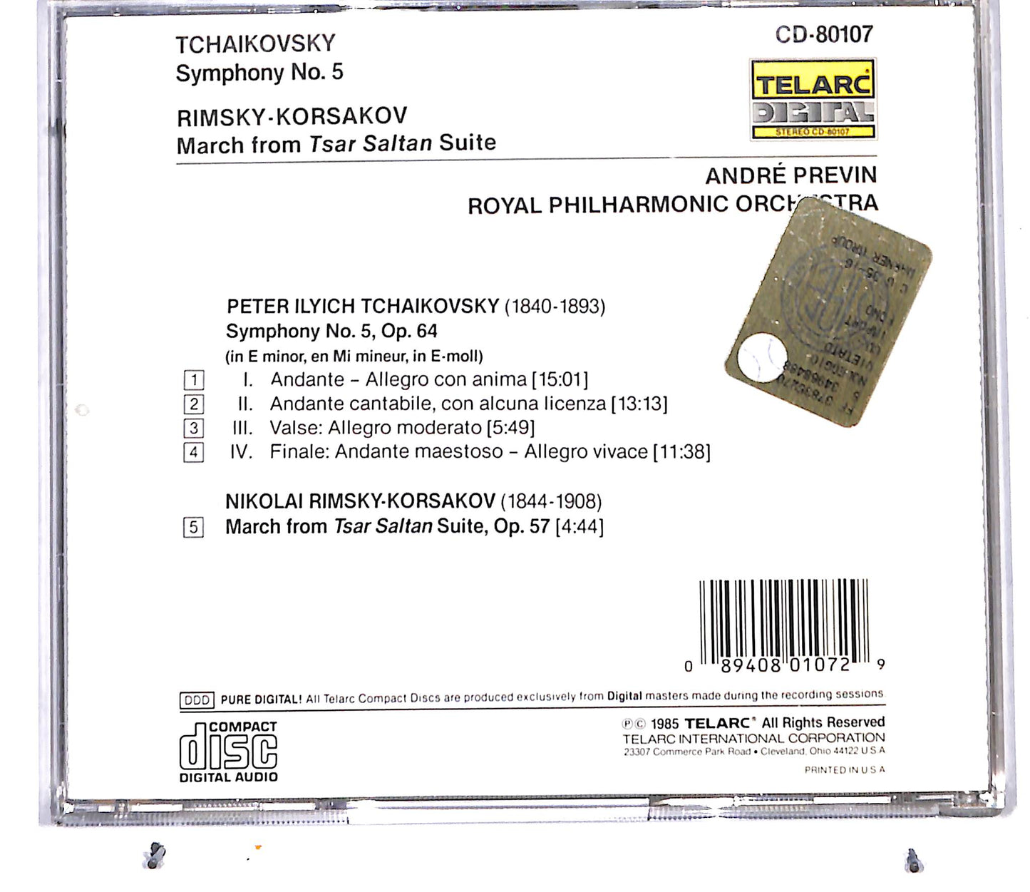 EBOND Symphony No. 5 - Tchaikovsky CD CD097852