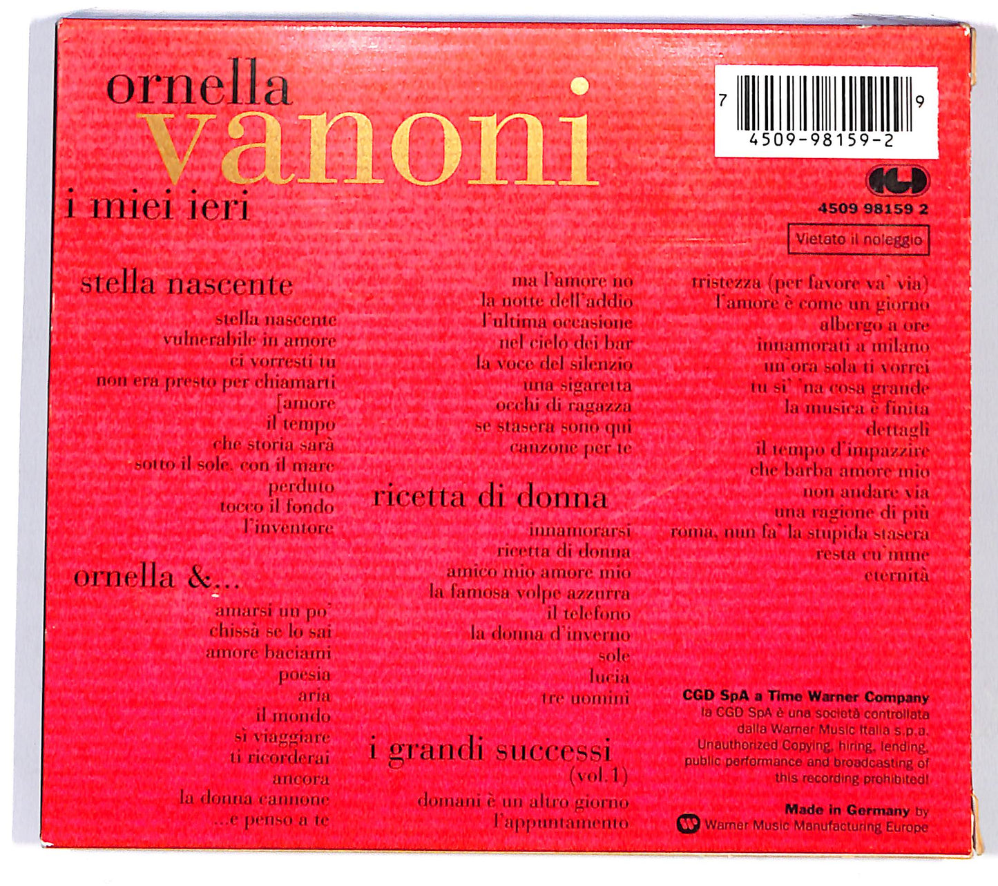 EBOND Ornella Vanoni - I Miei Ieri CD CD098603