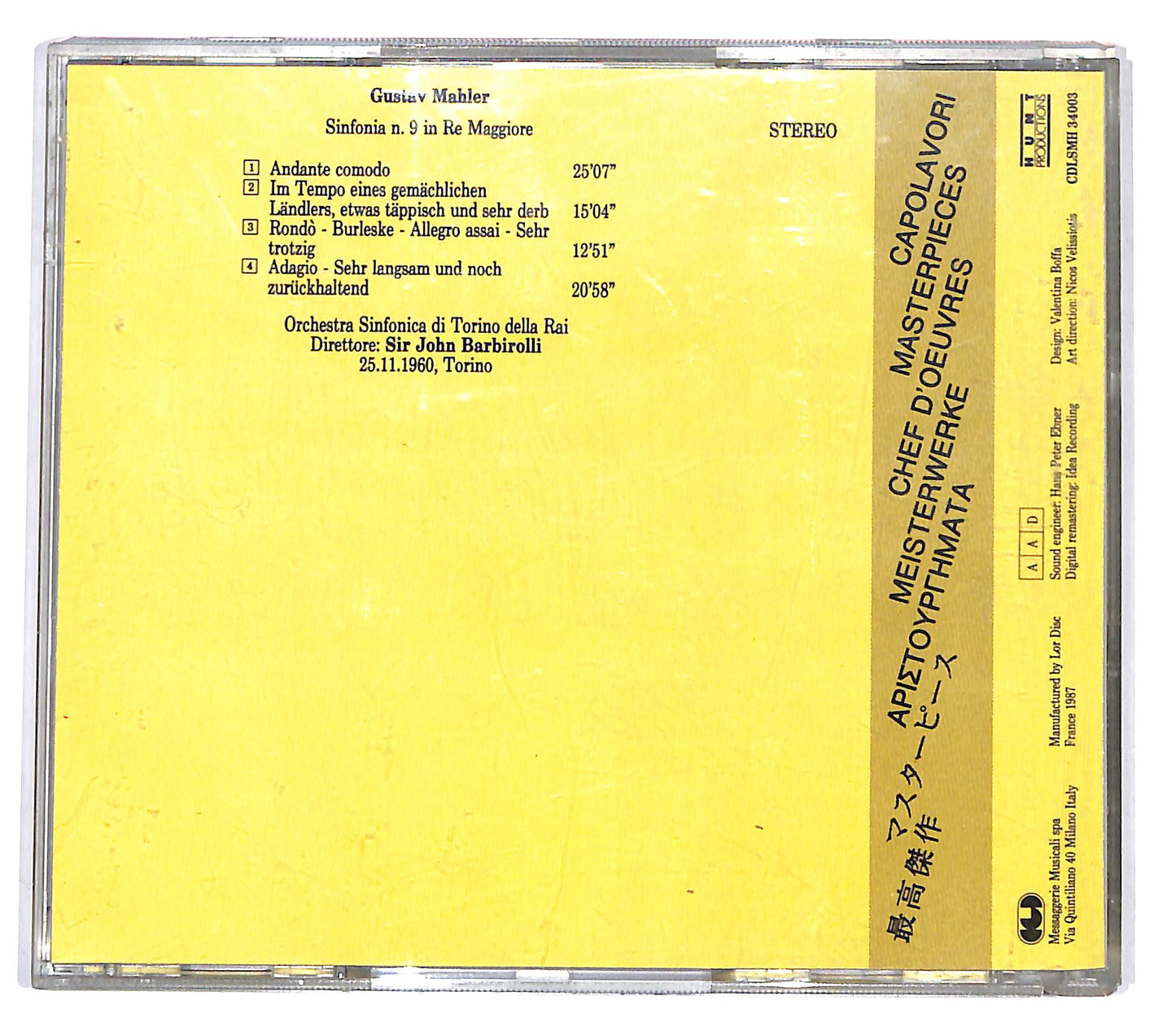 EBOND Gustav Mahler - Sinfonia 9 Sir John Barbirolli CD CD098726