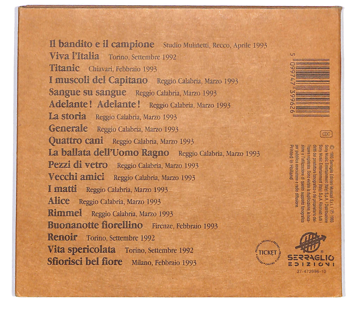 EBOND Francesco De Gregori - Il Bandito E Il Campione CD CD098938