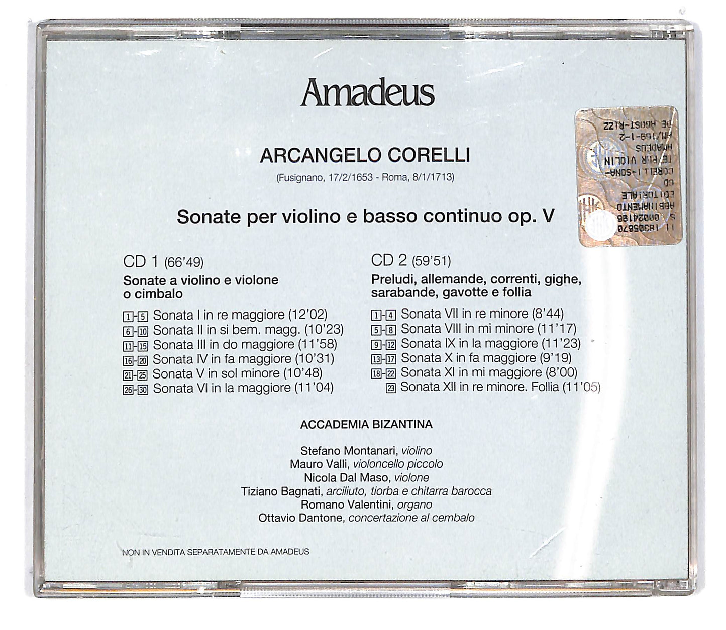 EBOND Corelli - Sonate Per Violino E Basso Continuo Op. V EDITORIALE CD CD100702