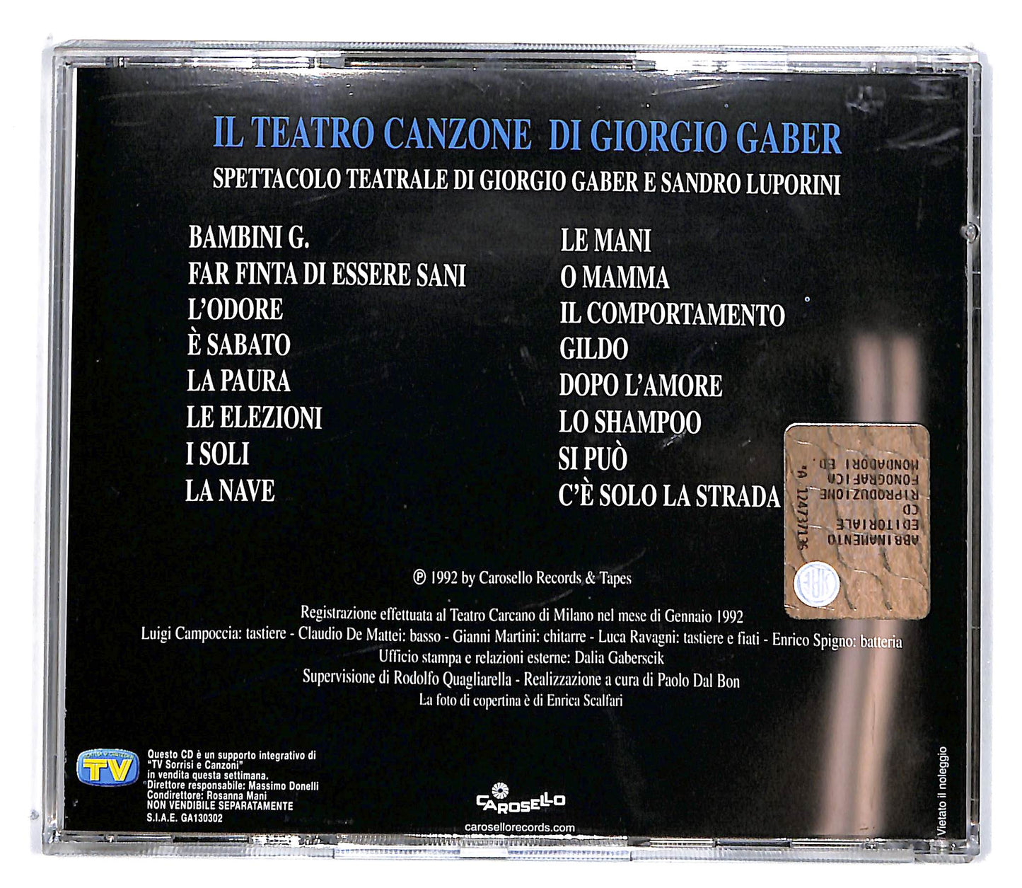 EBOND Giorgio Gaber - Il Teatro Canzone EDITORIALE CD CD100742