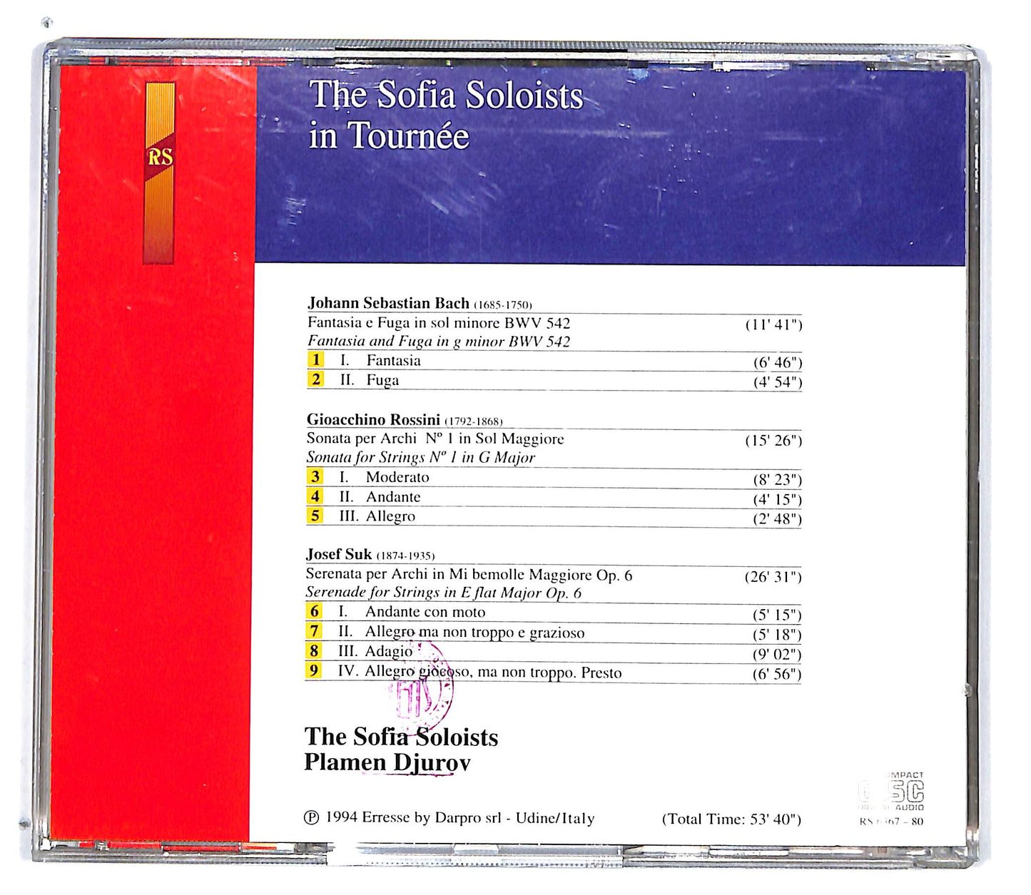 EBOND The Sofia Soloists In Tournee - Bach Rossini Suk CD CD100902