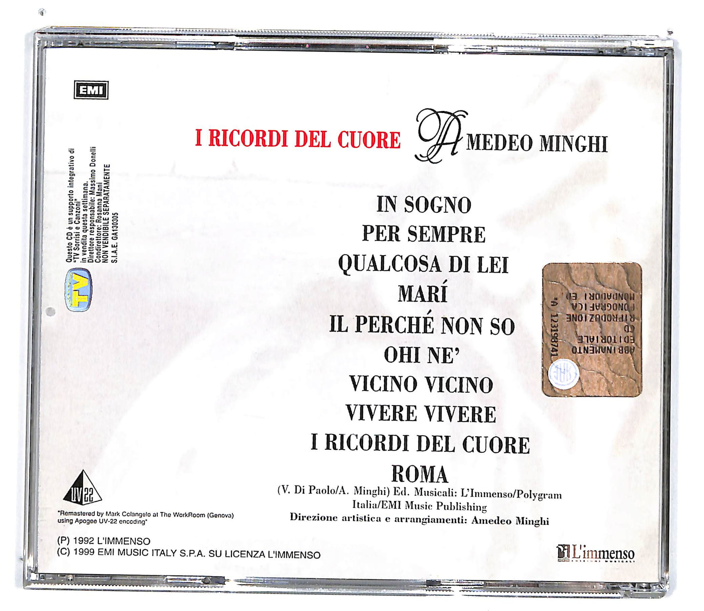 EBOND Amedeo Minghi - I Ricordi Del Cuore EDITORIALE CD CD100908