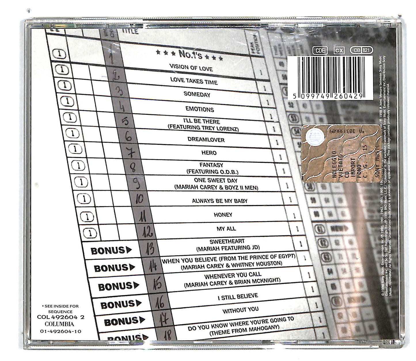 EBOND Mariah - #1's CD CD100946