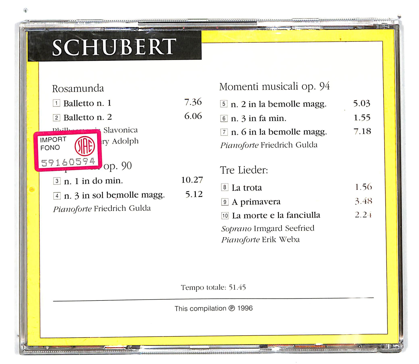 EBOND Schubert - Rosamunda - Improvvisi Op. 90 CD CD100952