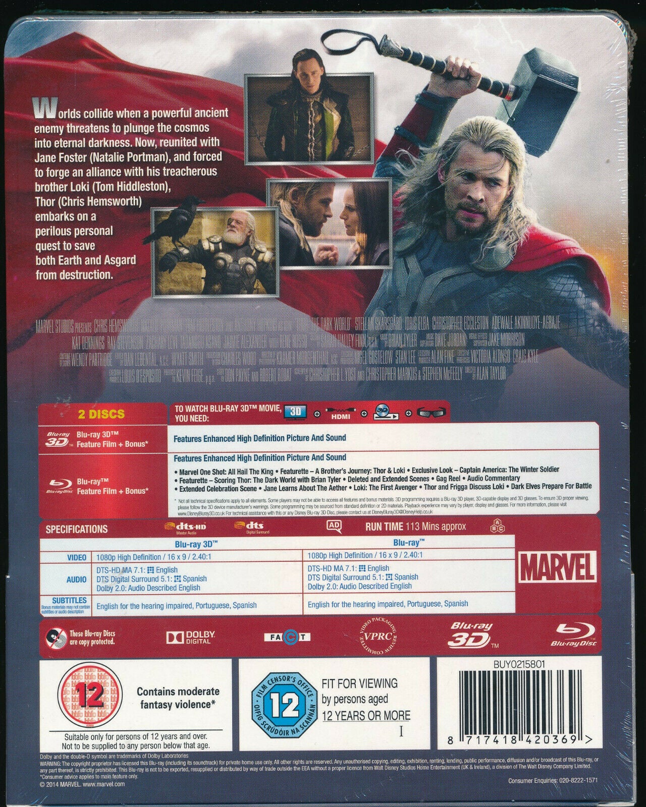 EBOND Plt Thor The Darkworld BLURAY 3d Steelbook BLURAY D272006