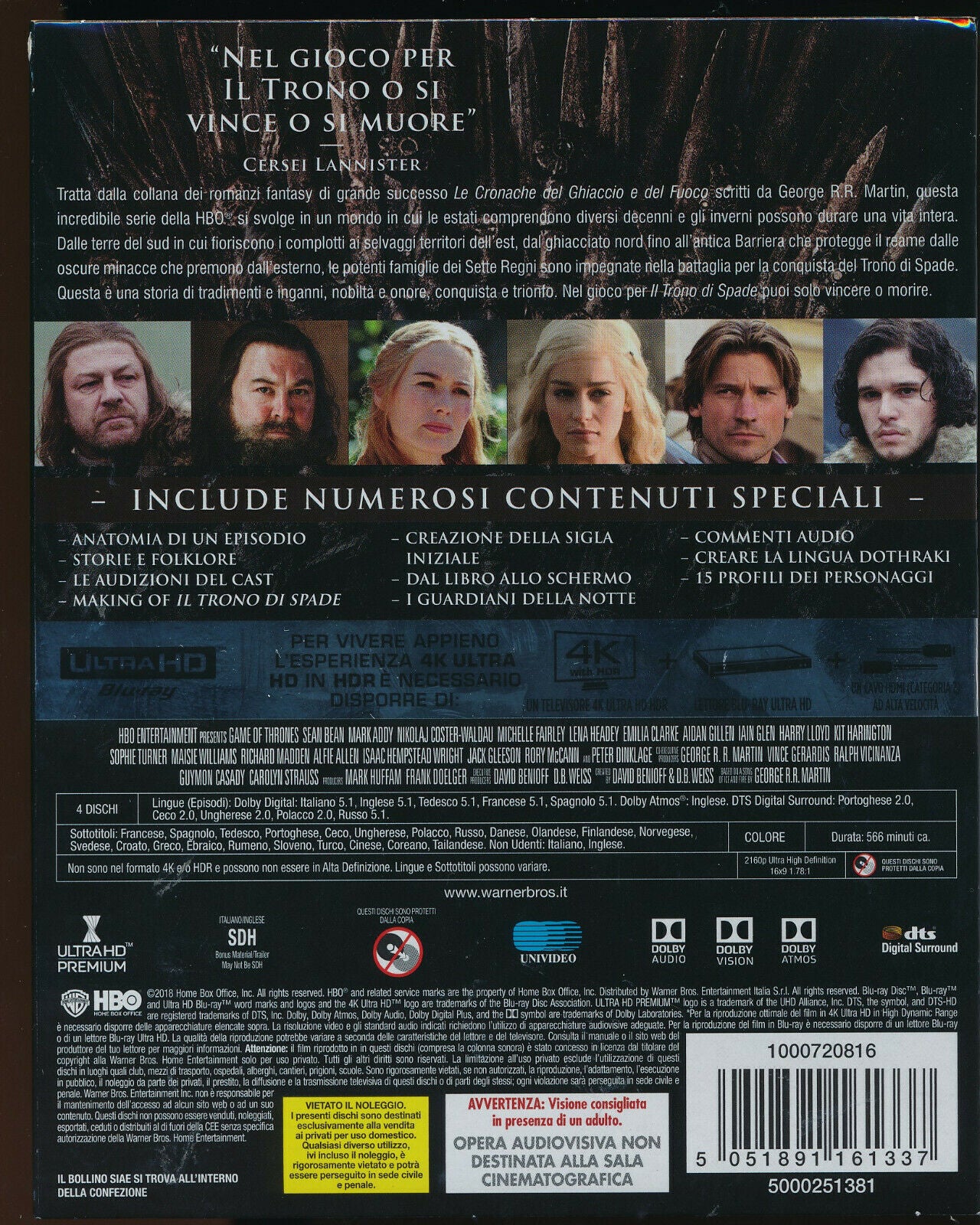 EBOND Il Trono Di Spade La Prima Stagione Completa 4k Ultra Hd + BLURAY D281005