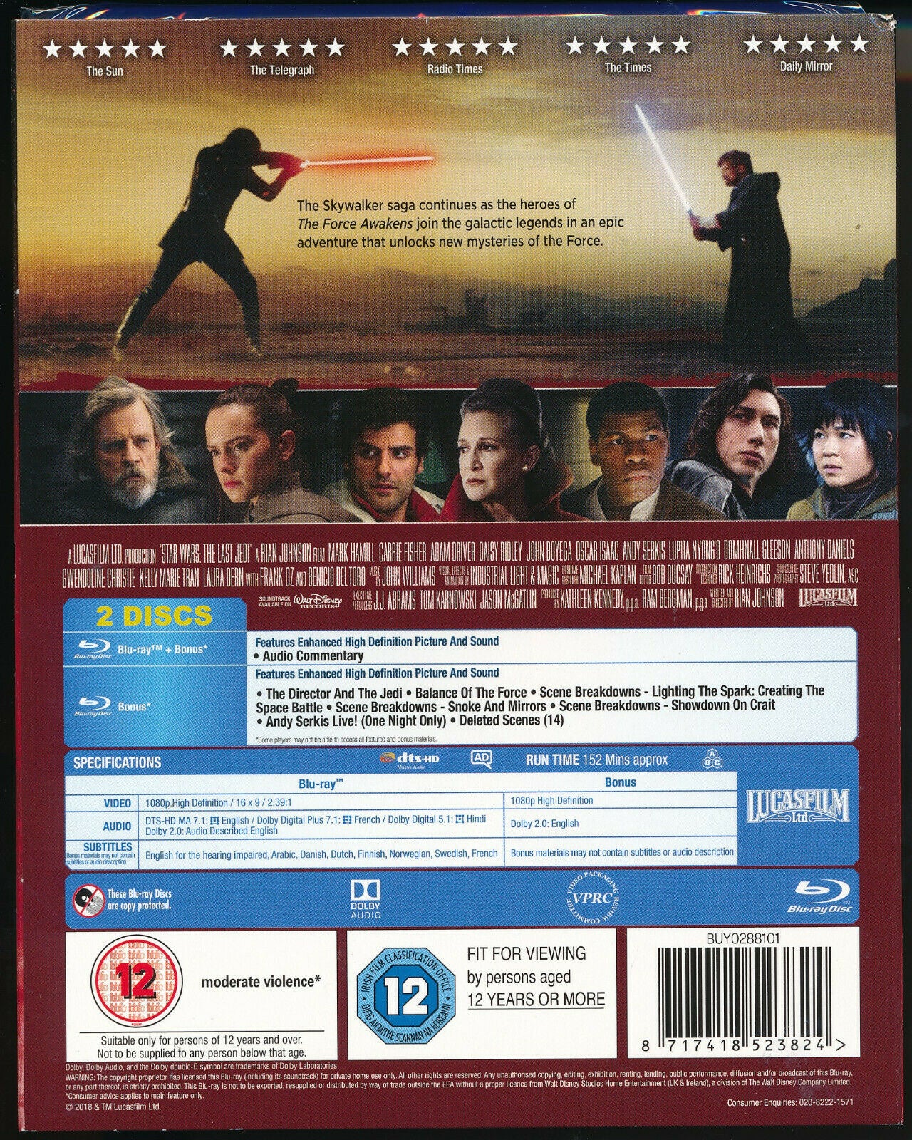 EBOND Star Wars: The Last Jedi Uk Edition BLURAY D291011