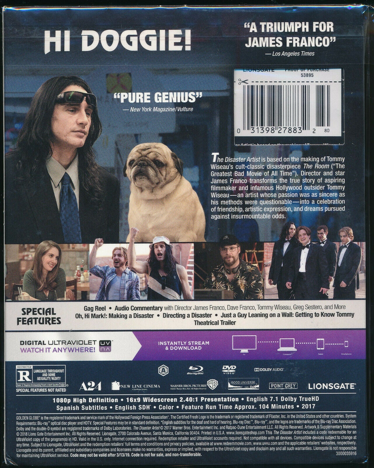EBOND The Disaster Artist BLURAY + DVD + Digital BLURAY D313001