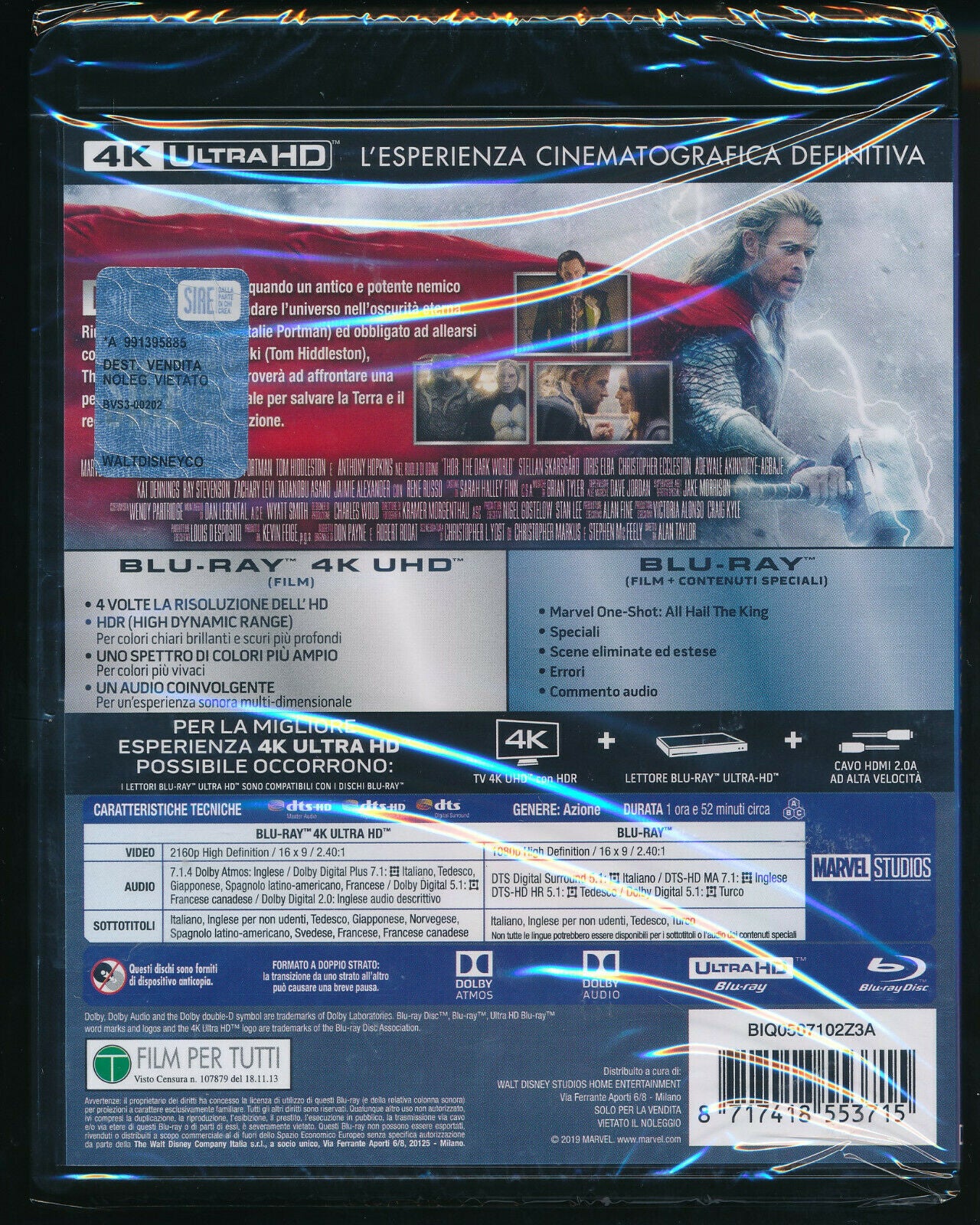 EBOND Thor The Dark World 4k Ultra Hd + BLURAY D341001