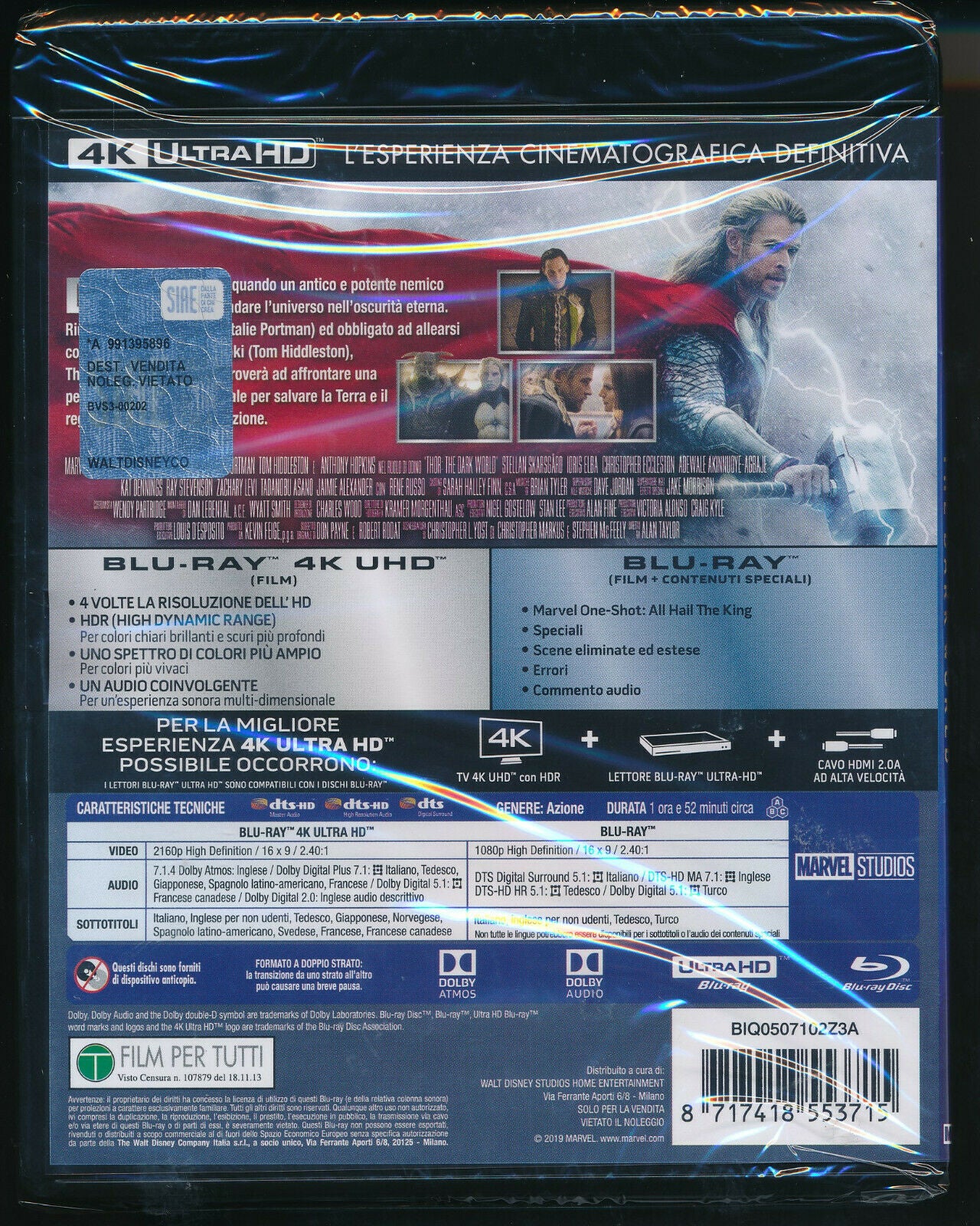 EBOND Thor The Dark World 4k Ultra Hd + BLURAY D348002