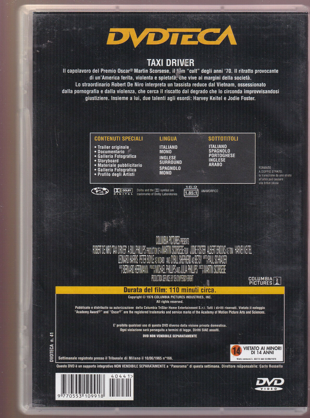 EBOND Taxi Driver DVD Editoriale Panorama D359012