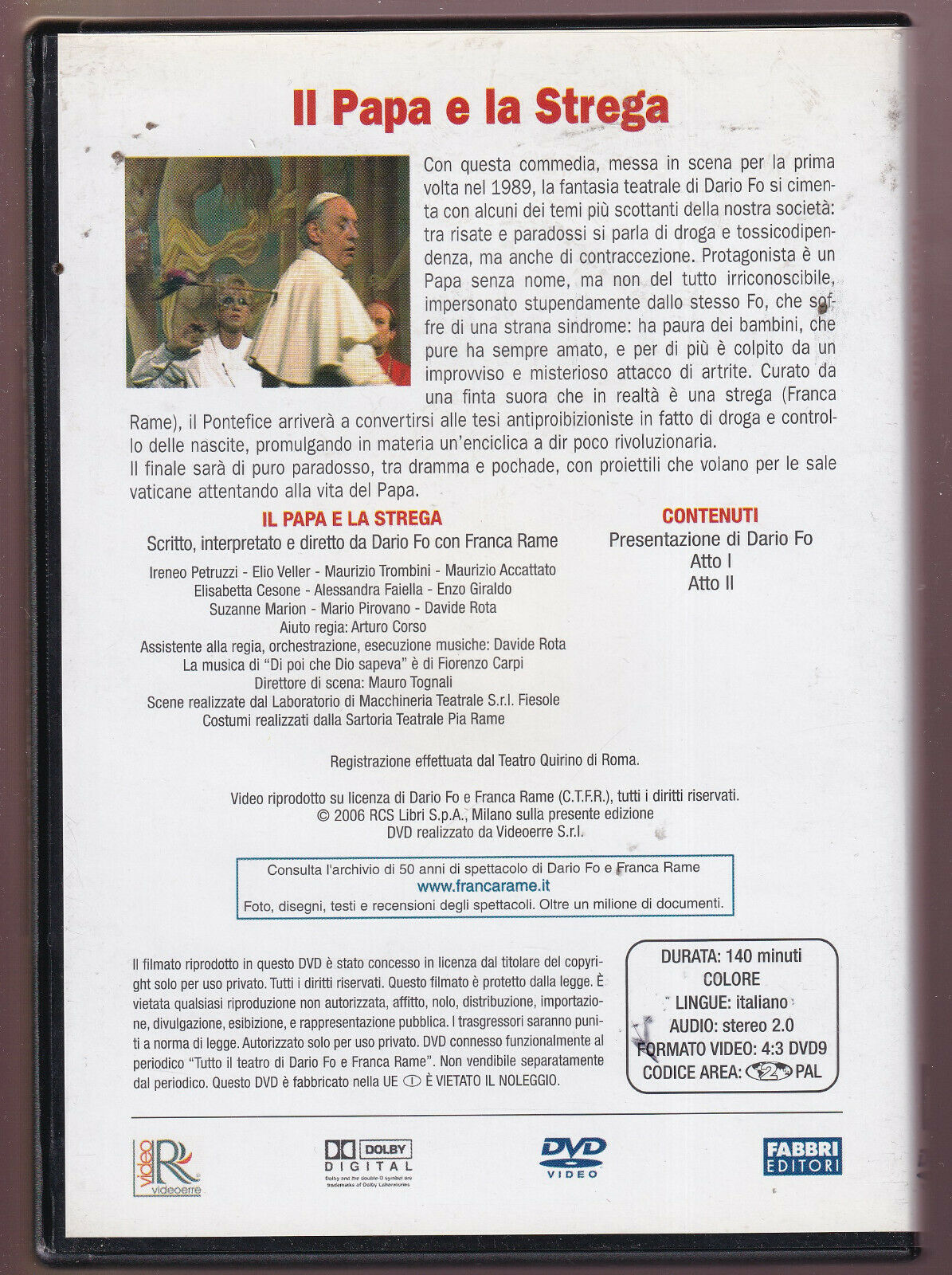 EBOND Dario Fo e Franca Rame:il Papa e La Strega DVD D451015