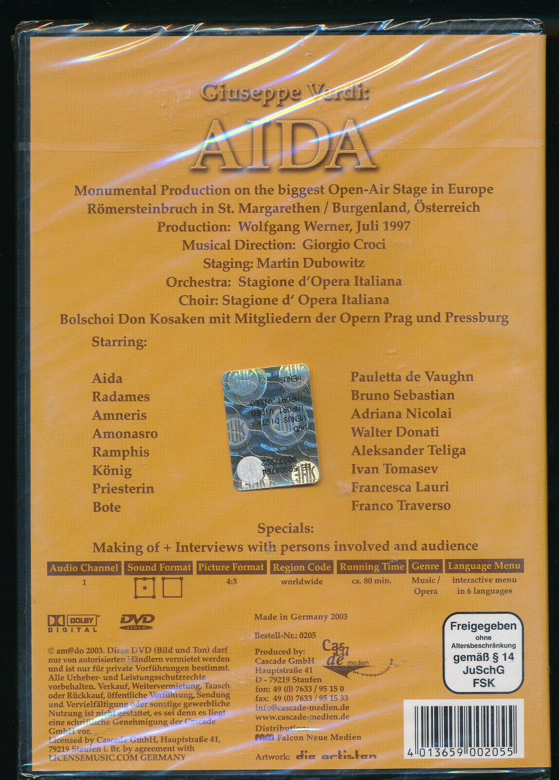 EBOND Aida Oper Von Giuseppe Verdi DVD Uk Edition D479003